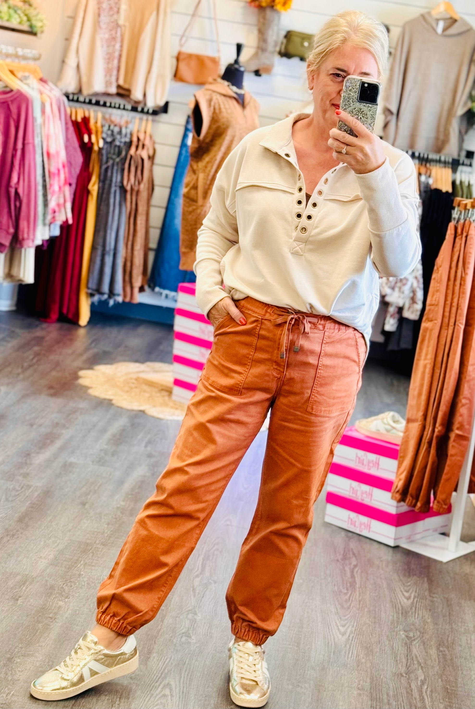 Mica Jogger Pants - Pumpkin Spice-210 Jeans-Mica Denim-The Lovely Closet, Women's Fashion Boutique in Alexandria, KY
