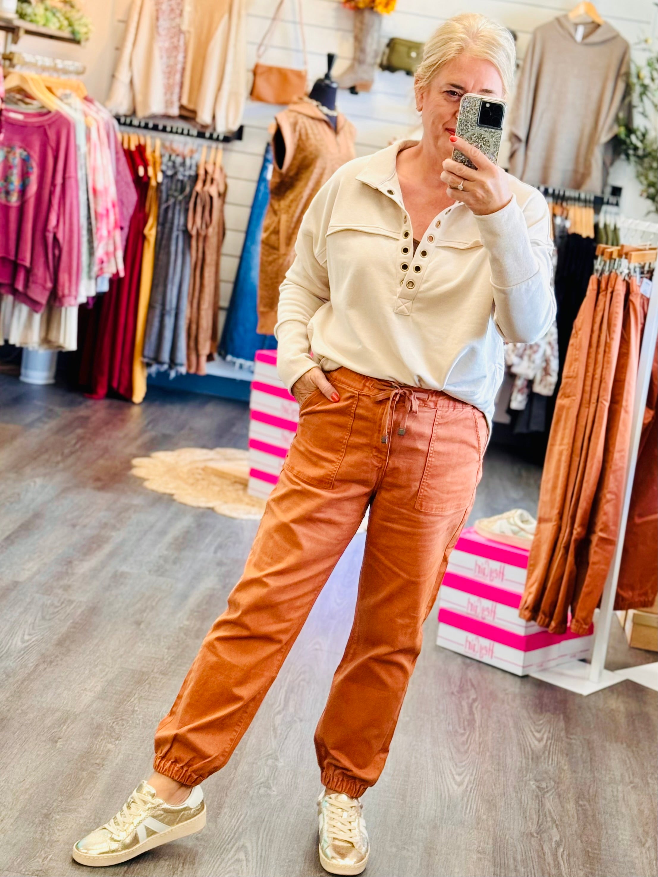 Mica Jogger Pants - Pumpkin Spice-210 Jeans-Mica Denim-The Lovely Closet, Women's Fashion Boutique in Alexandria, KY