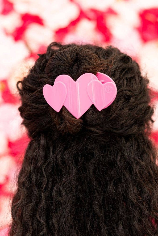 Flat Hair Clip | Medium | Pink Heart to Heart-300 Headwear-TELETIES-The Lovely Closet, Women's Fashion Boutique in Alexandria, KY