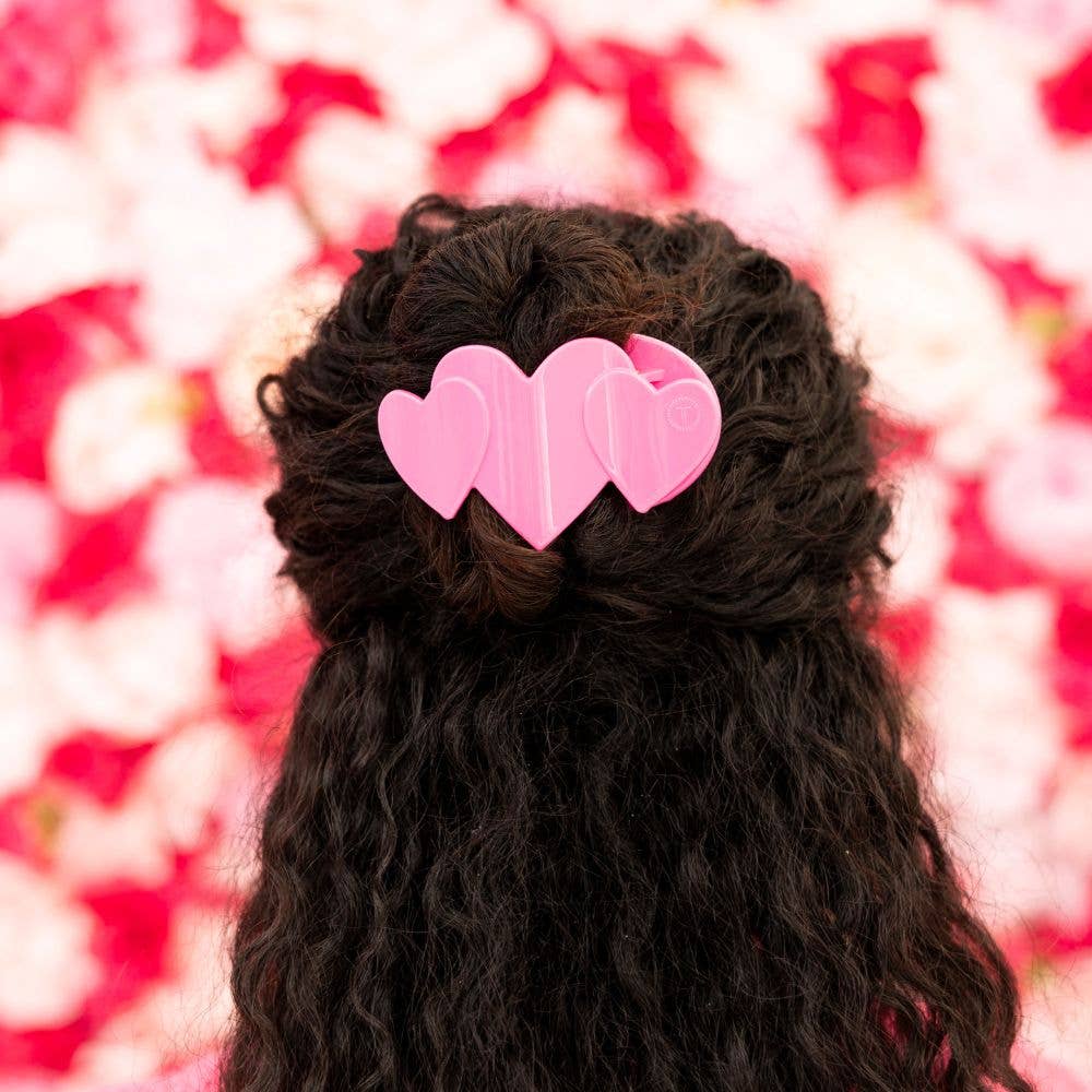 Flat Hair Clip | Medium | Pink Heart to Heart-300 Headwear-TELETIES-The Lovely Closet, Women's Fashion Boutique in Alexandria, KY