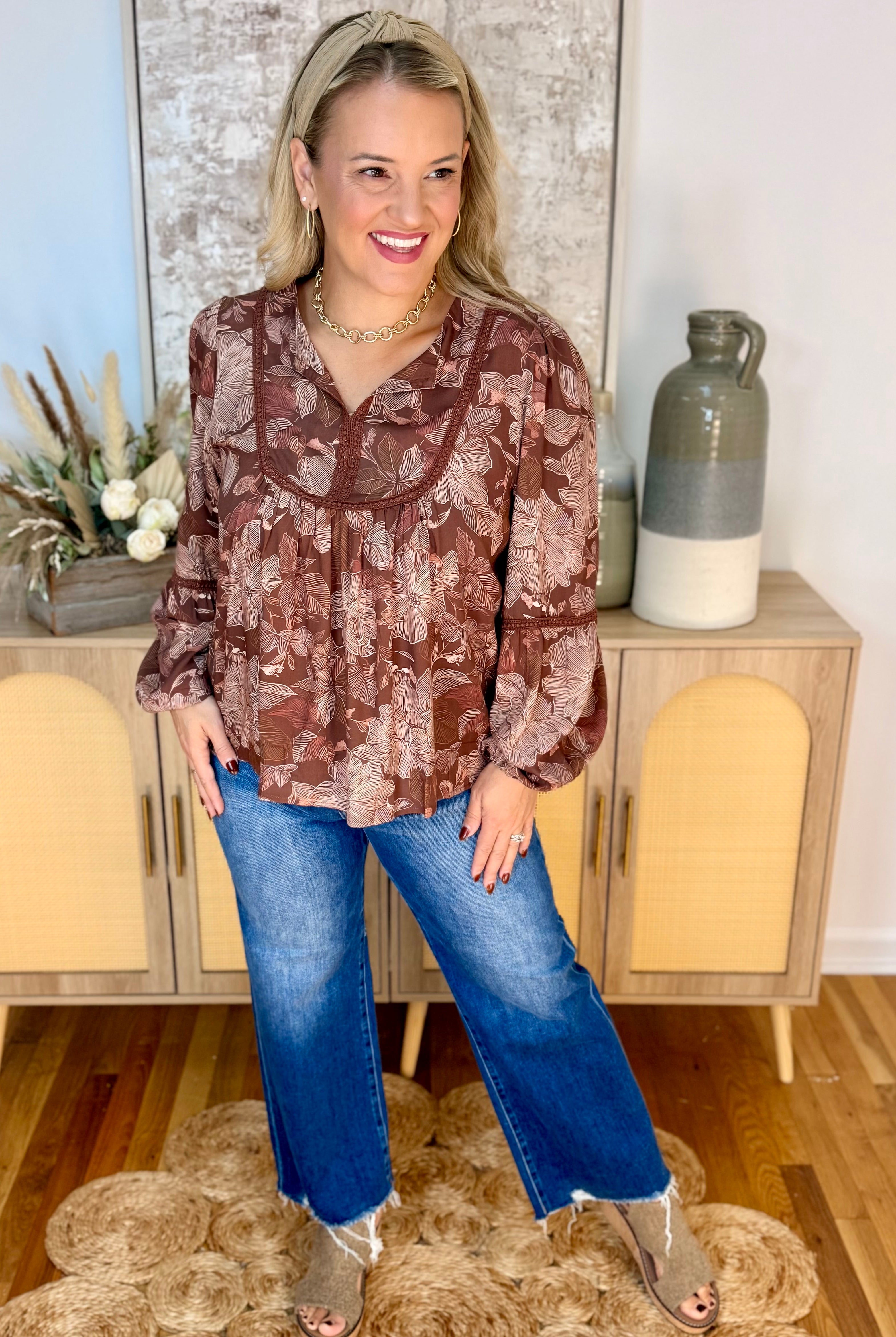 Cinnamon & Spice Blouse-110 Long Sleeve Top-Haptics-The Lovely Closet, Women's Fashion Boutique in Alexandria, KY