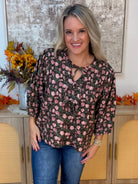 Autumn Bloom Blouse-100 Short Sleeve Tops-Umgee-The Lovely Closet, Women's Fashion Boutique in Alexandria, KY