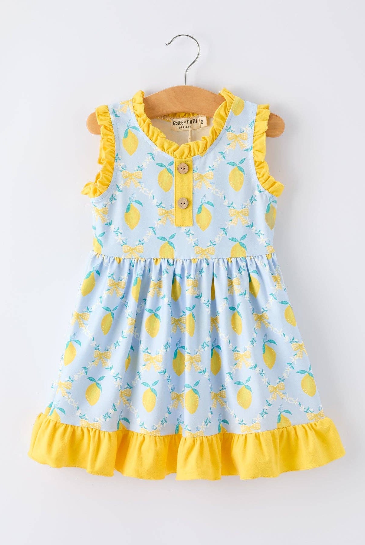 Lemon Floral Print Sleeveless Ruffle Dress-360 Carolines Closet-Rylee Faith Designs-The Lovely Closet, Women's Fashion Boutique in Alexandria, KY