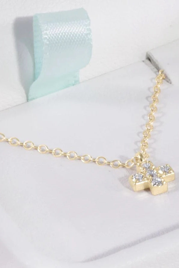 14KT Gold and .10 CT Diamond Signature Cross Necklace-260 eNewton-eNewton-The Lovely Closet, Women's Fashion Boutique in Alexandria, KY