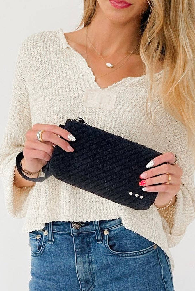 Suede Emma Woven Clutch Wristlet: Primrose-crossbody/wristlet-Pretty Simple-The Lovely Closet, Women's Fashion Boutique in Alexandria, KY