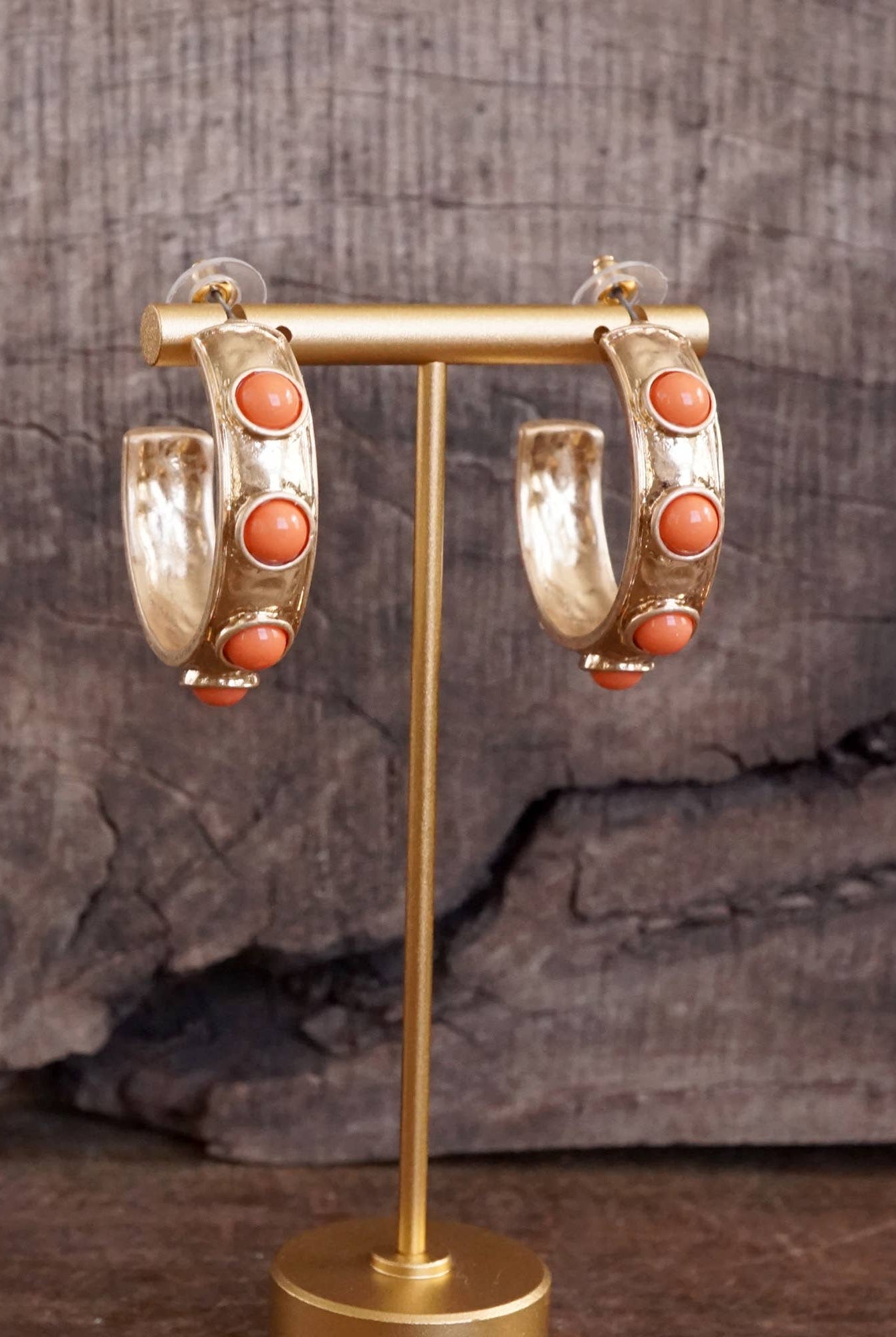 Jeweled Bubble Hoop Earrings – Orange-250 Jewelry-PennyLine inc-The Lovely Closet, Women's Fashion Boutique in Alexandria, KY