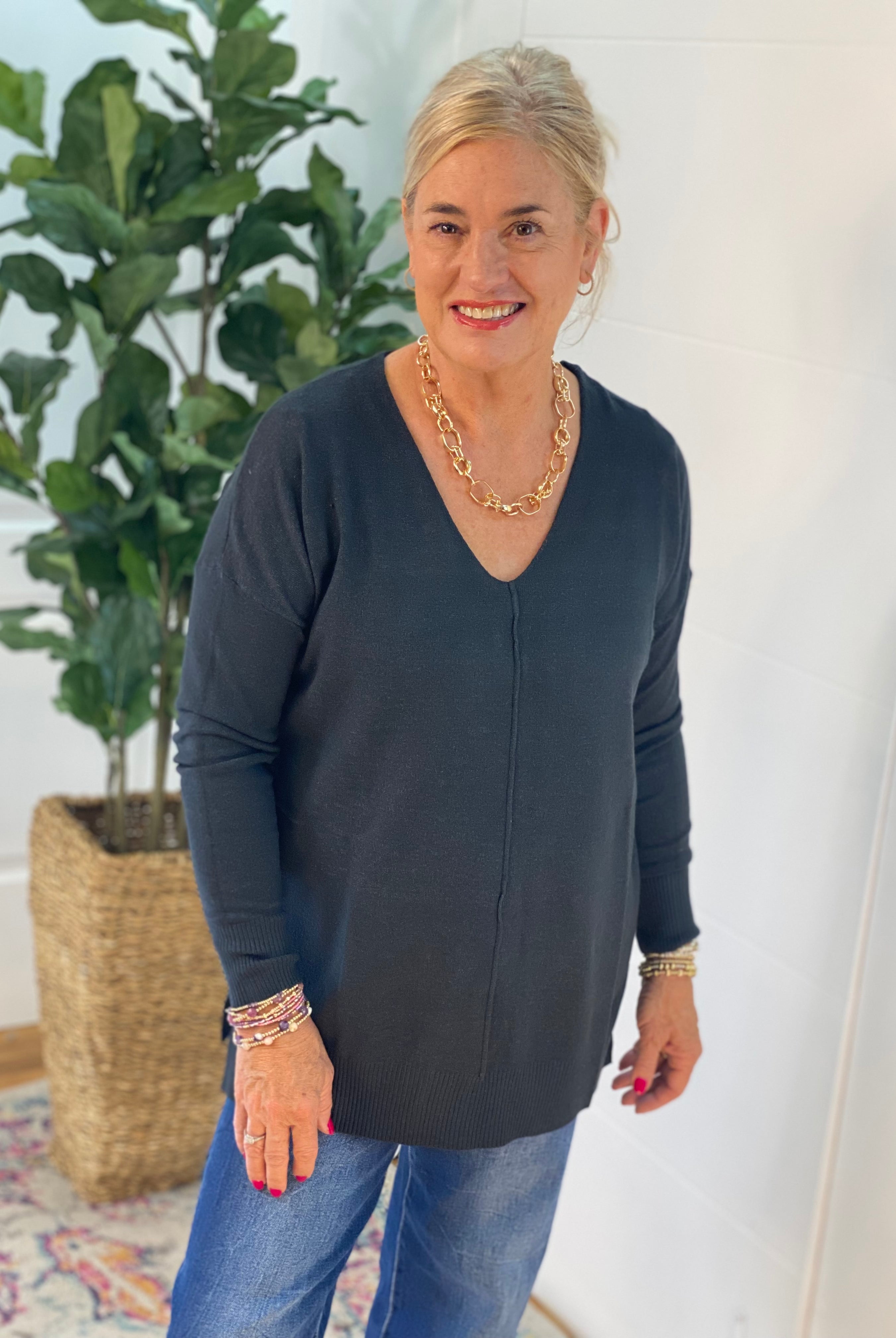 Dream Sweater - Charcoal-140 Sweaters-zenana-The Lovely Closet, Women's Fashion Boutique in Alexandria, KY