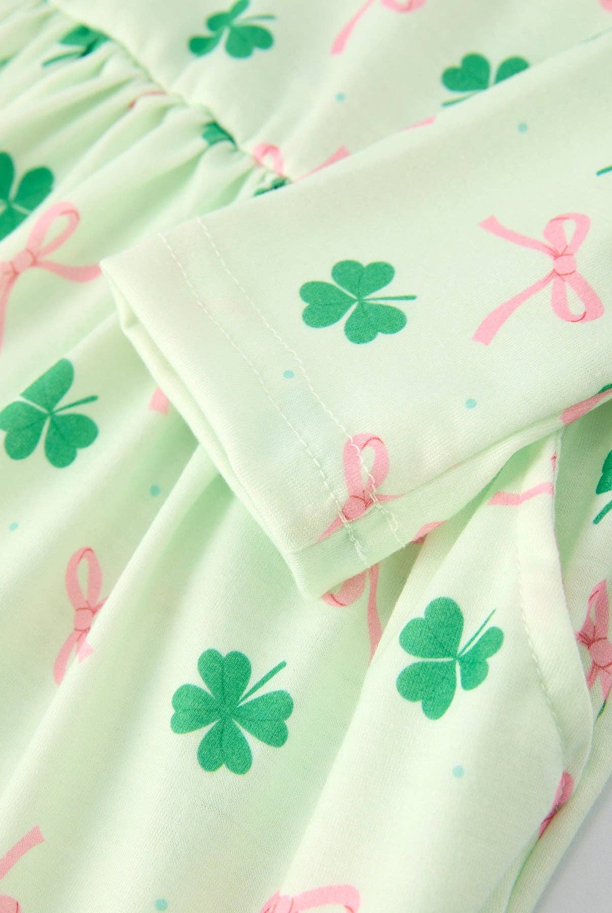 St. Patrick's Day Bow Shamrock Print Ruffles Girls Dress-360 Carolines Closet-Rylee Faith Designs-The Lovely Closet, Women's Fashion Boutique in Alexandria, KY