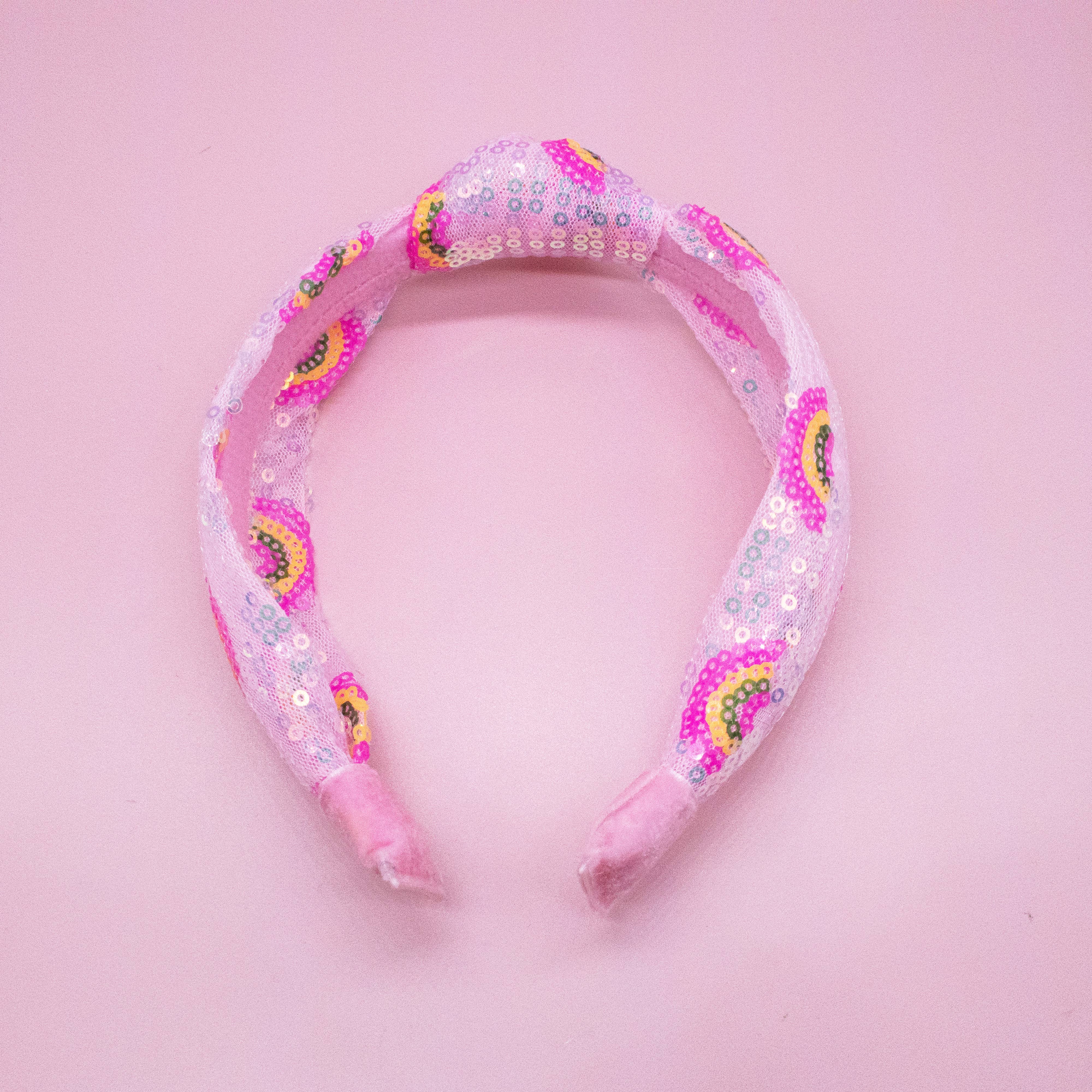 Kids Sequin Knot Headband - Rainbow: Pink-360 Carolines Closet-Frog Sac-The Lovely Closet, Women's Fashion Boutique in Alexandria, KY