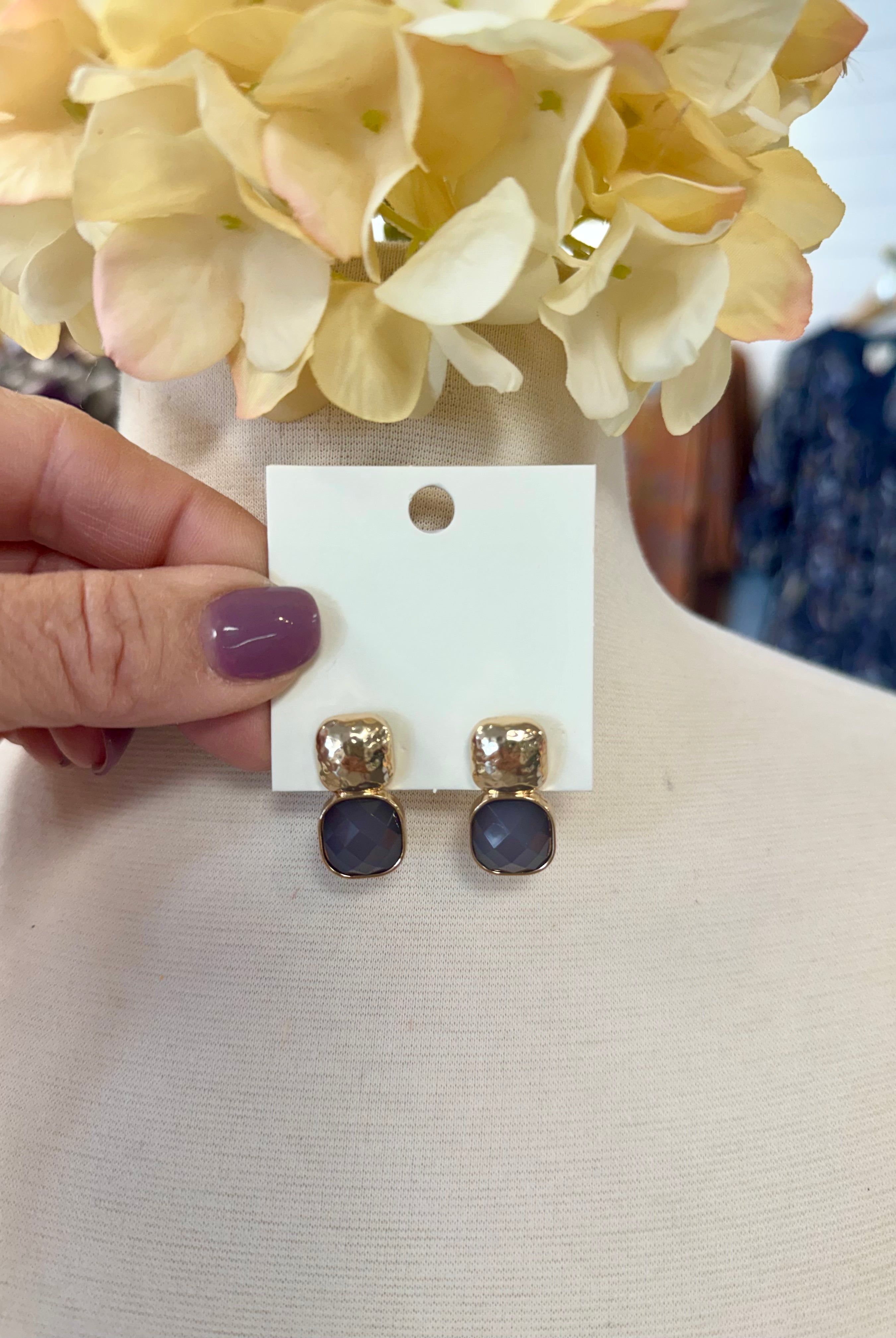 Square Faceted Post Earring-280 Accessories-Golden Stella-The Lovely Closet, Women's Fashion Boutique in Alexandria, KY
