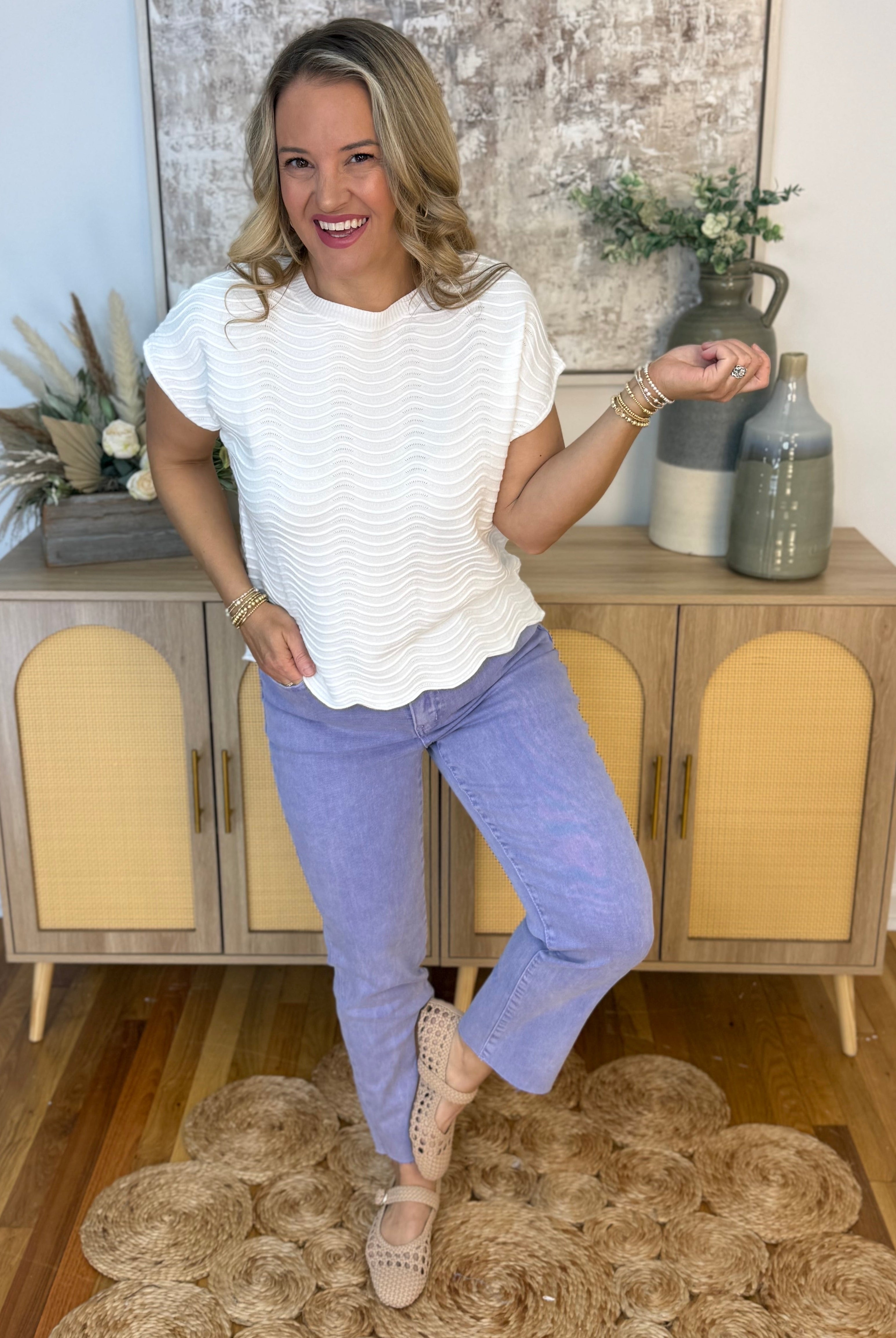 High Waist Cropped Straight - Violet-210 Jeans-zenana-The Lovely Closet, Women's Fashion Boutique in Alexandria, KY