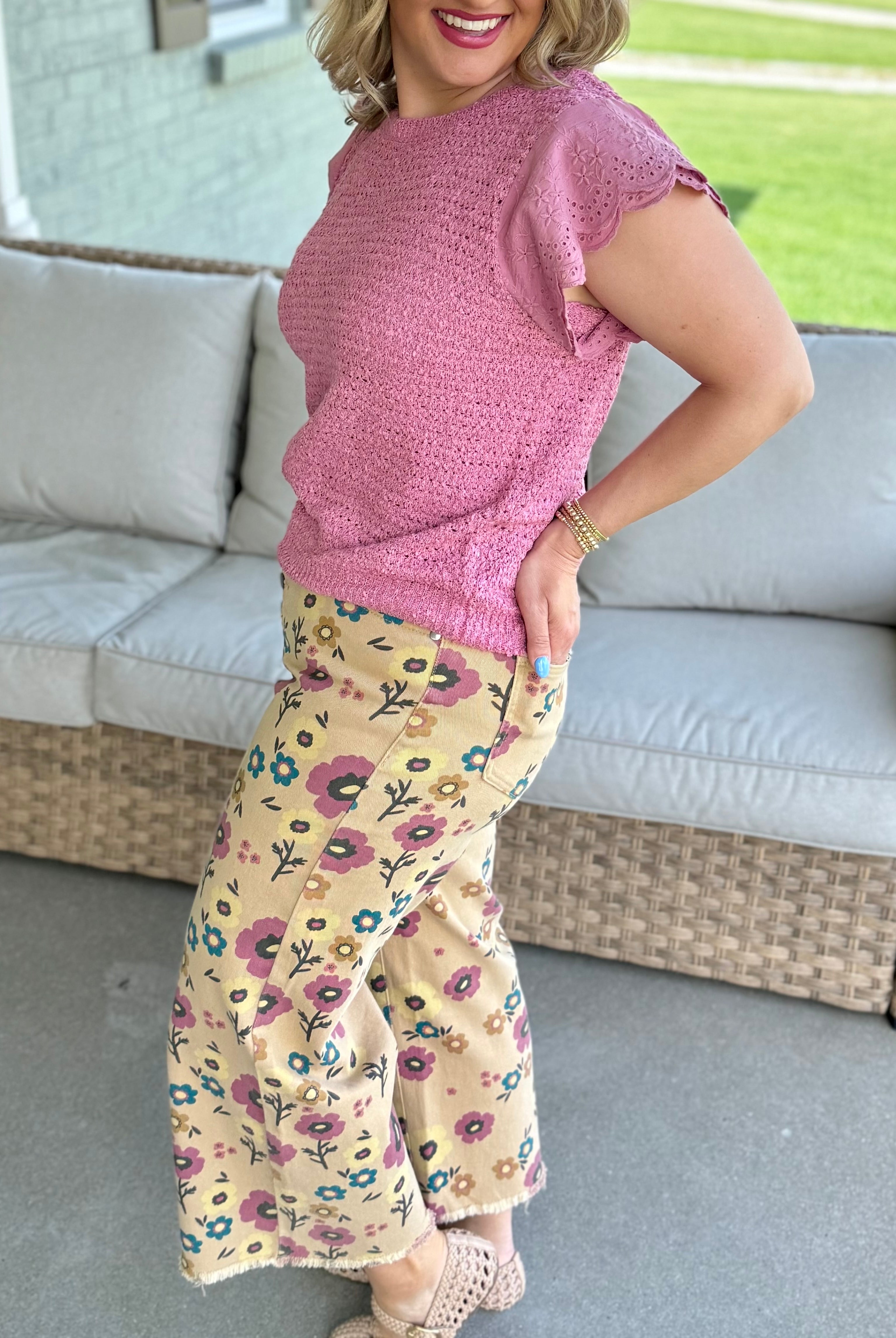 Floral Printed Cropped Pants-240 Pants-easel-The Lovely Closet, Women's Fashion Boutique in Alexandria, KY