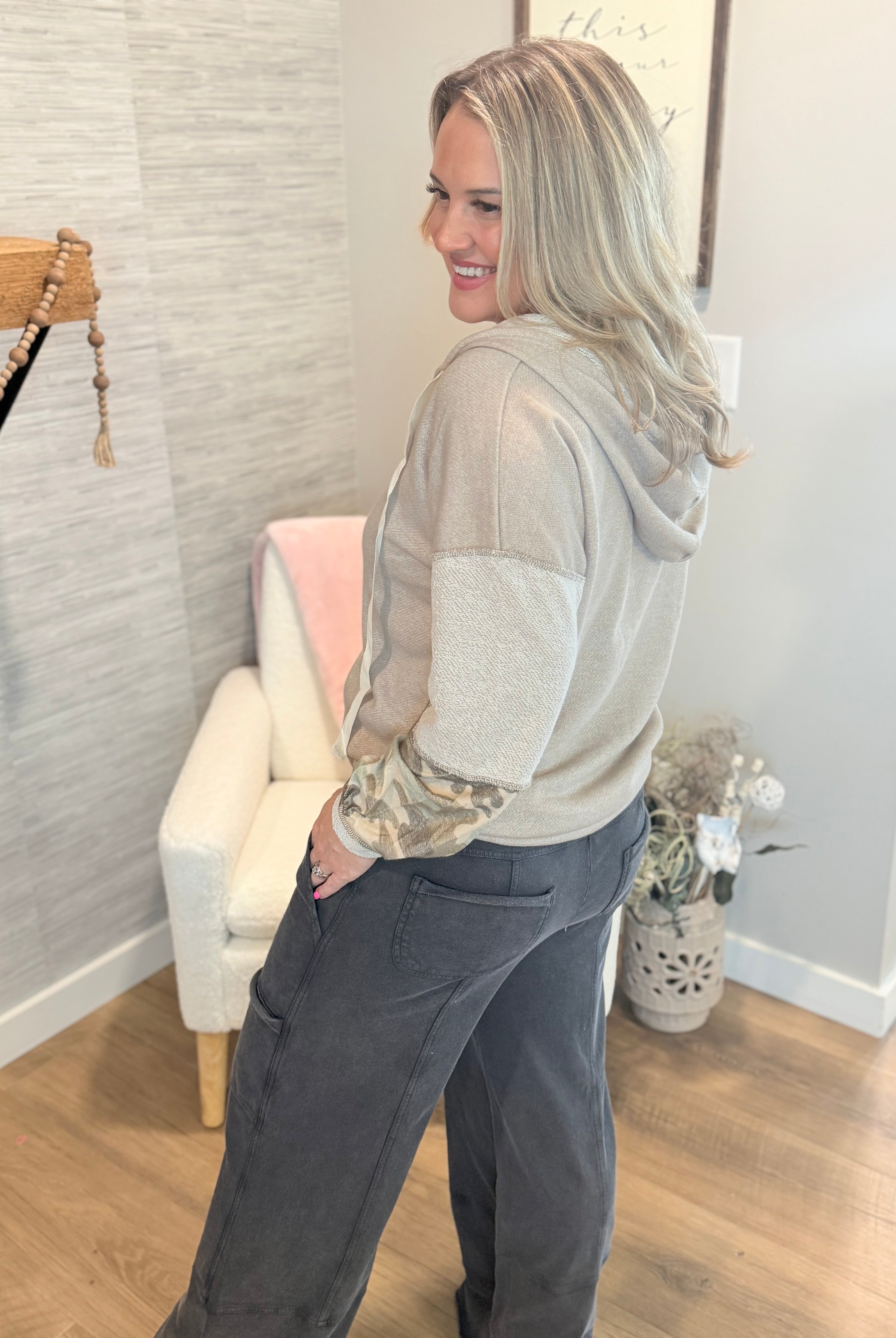 Relaxed Cargo Wide Leg Full Length - Black-240 Pants-easel-The Lovely Closet, Women's Fashion Boutique in Alexandria, KY