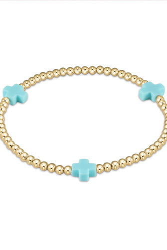 Signature Cross Gold Pattern 3mm Bead Bracelet-260 eNewton-eNewton-The Lovely Closet, Women's Fashion Boutique in Alexandria, KY