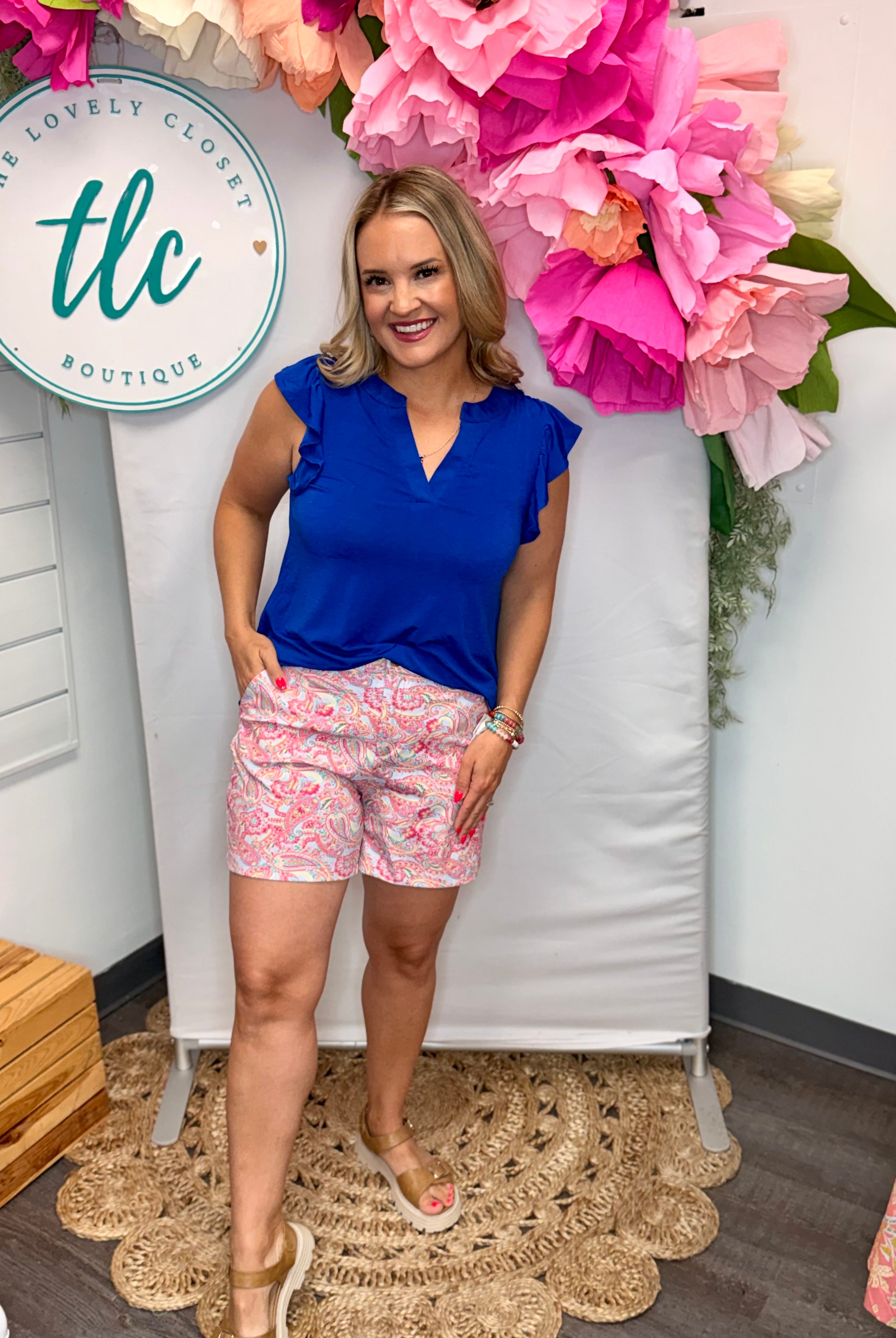 Donna Top - Royal Blue-100 Short Sleeve Tops-Dear Scarlett-The Lovely Closet, Women's Fashion Boutique in Alexandria, KY