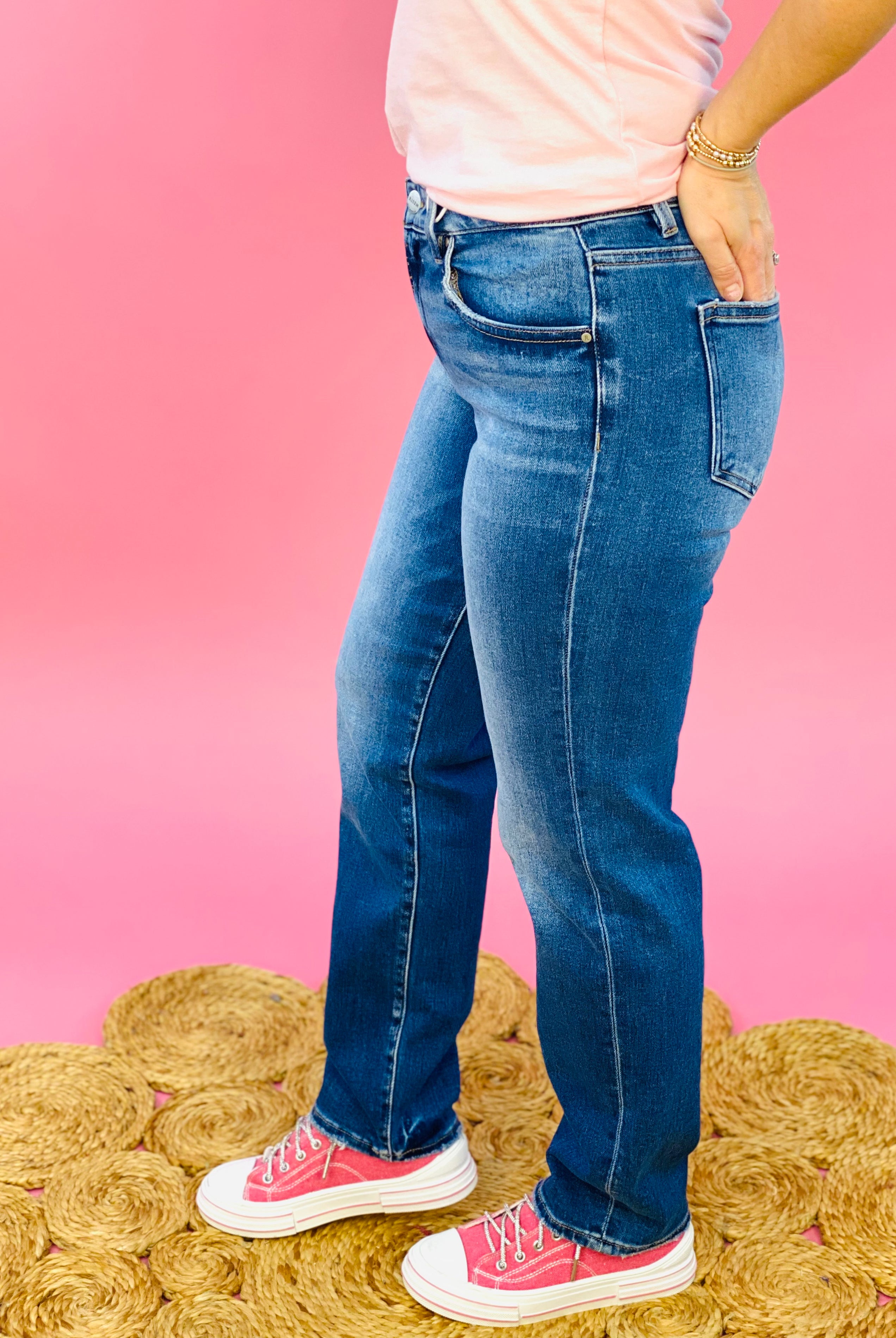 RISEN Mid Rise Tapered Jeans-210 Jeans-Risen-The Lovely Closet, Women's Fashion Boutique in Alexandria, KY