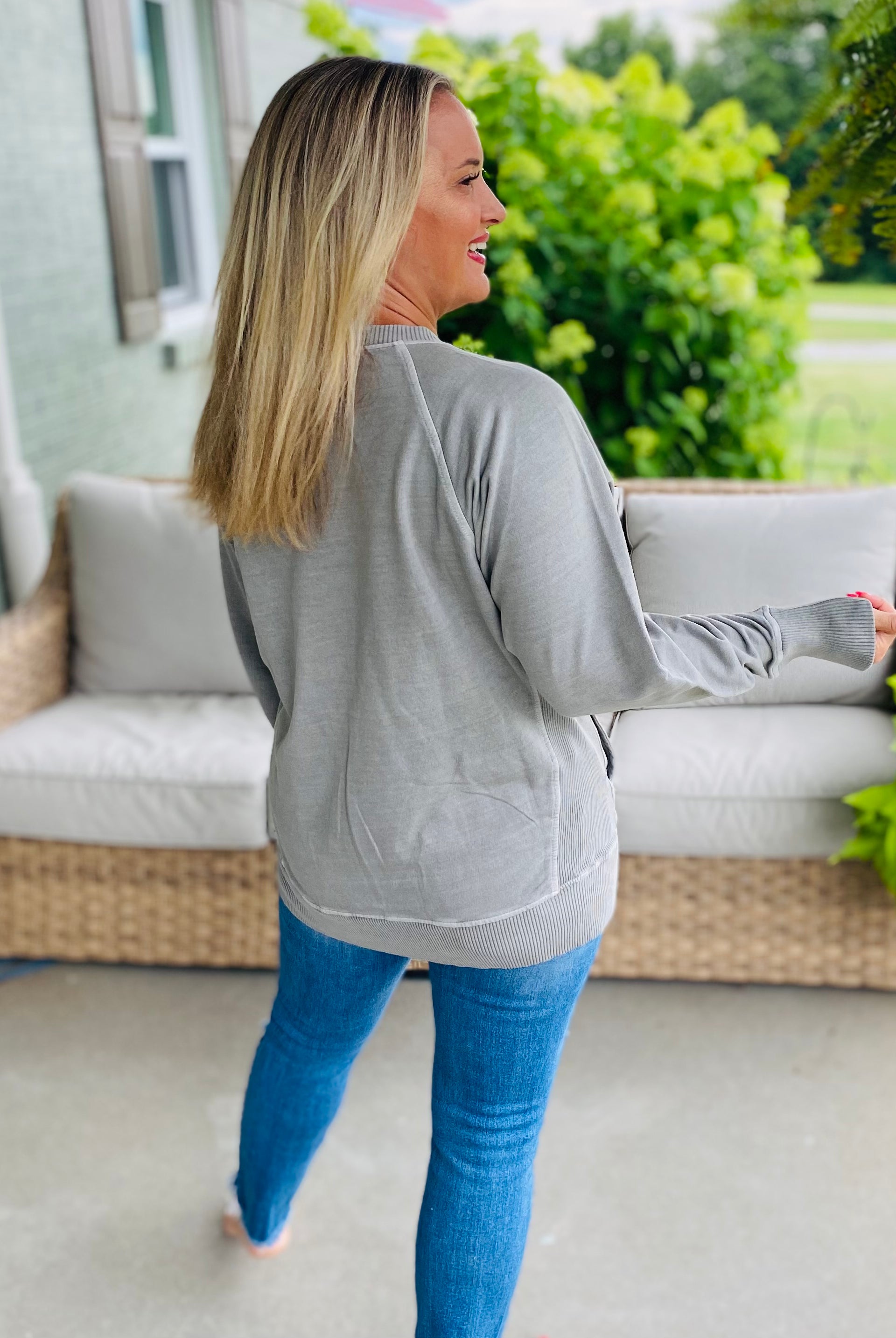 Keeping it Casual Pullover 2025 - Sleet-150 Sweatshirts-zenana-The Lovely Closet, Women's Fashion Boutique in Alexandria, KY