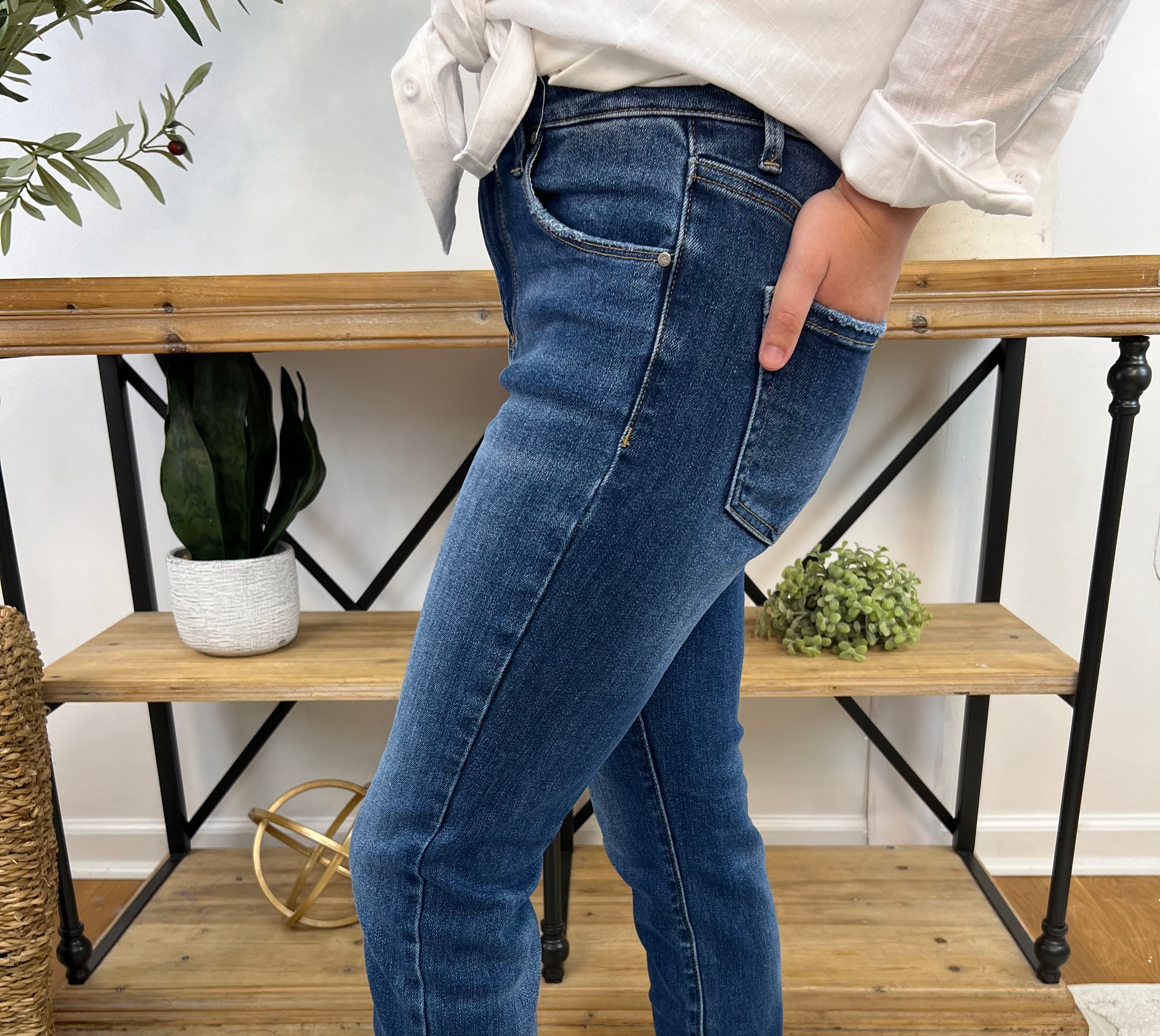 FLASH SALE - RISEN - High Rise Rolled Up Relaxed Skinny-210 Jeans-Risen-The Lovely Closet, Women's Fashion Boutique in Alexandria, KY