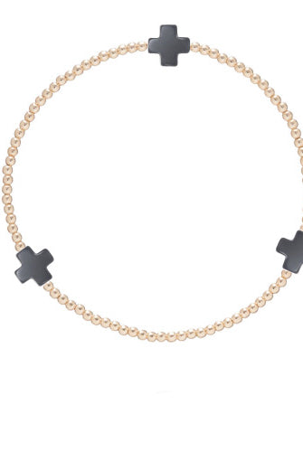 Signature Cross Gold Pattern 2mm Bead Bracelet-260 eNewton-eNewton-The Lovely Closet, Women's Fashion Boutique in Alexandria, KY