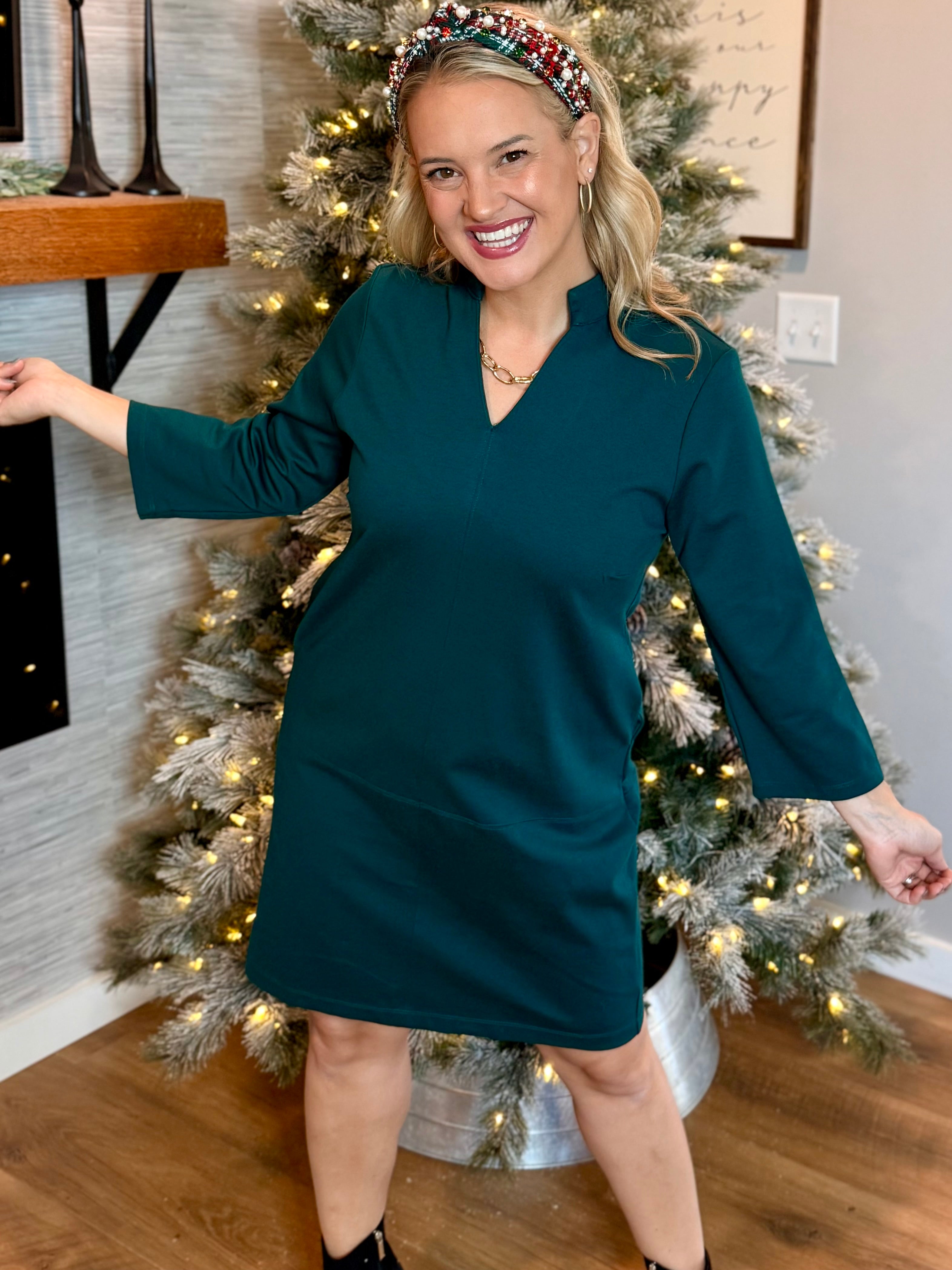 Magic A-Line Dress - Hunter Green-180 Dresses-Dear Scarlett-The Lovely Closet, Women's Fashion Boutique in Alexandria, KY
