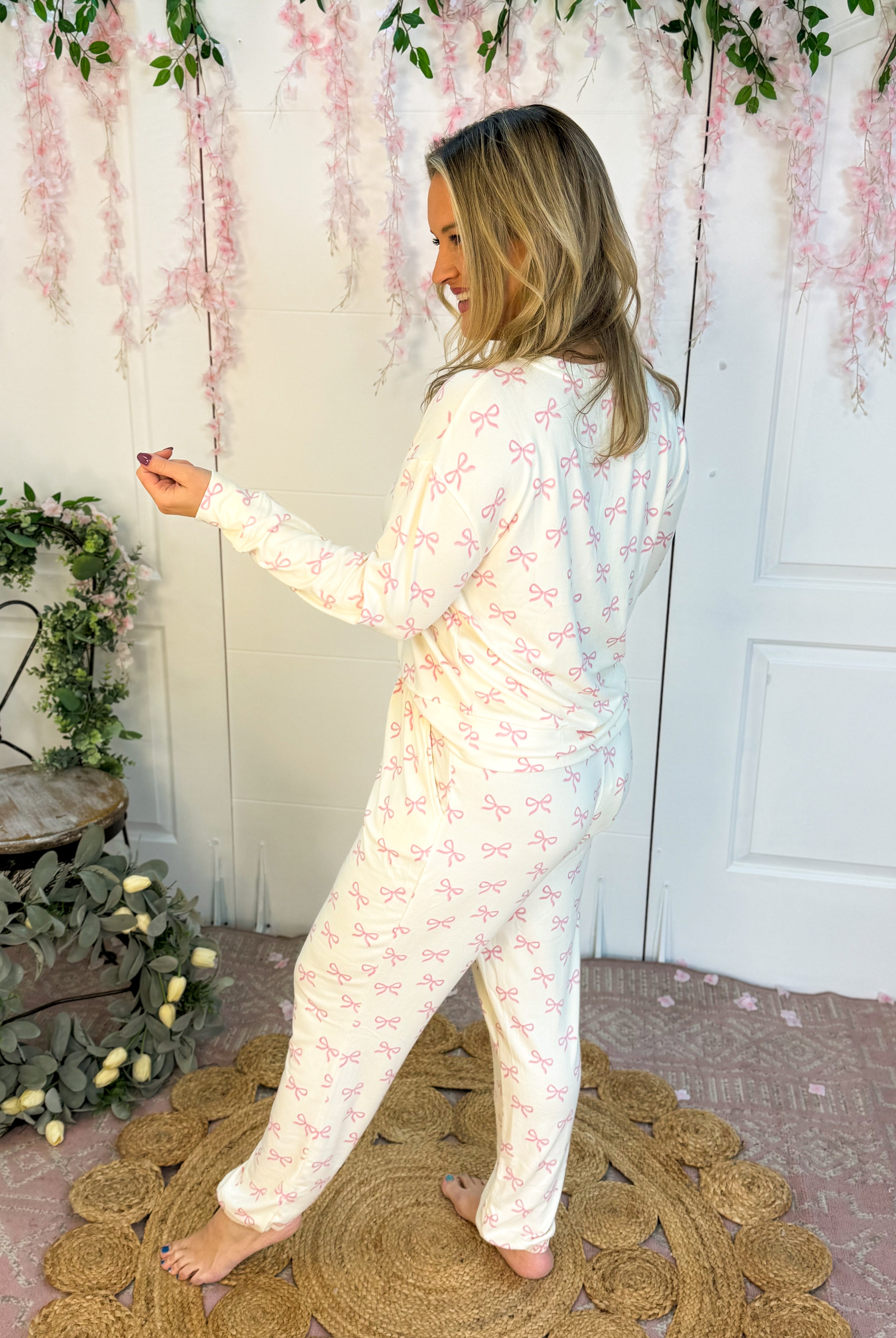 Mary Square Sophie Bows Jogger Set-190 Rompers/Jumpsuits/Sets-Mary Square-The Lovely Closet, Women's Fashion Boutique in Alexandria, KY