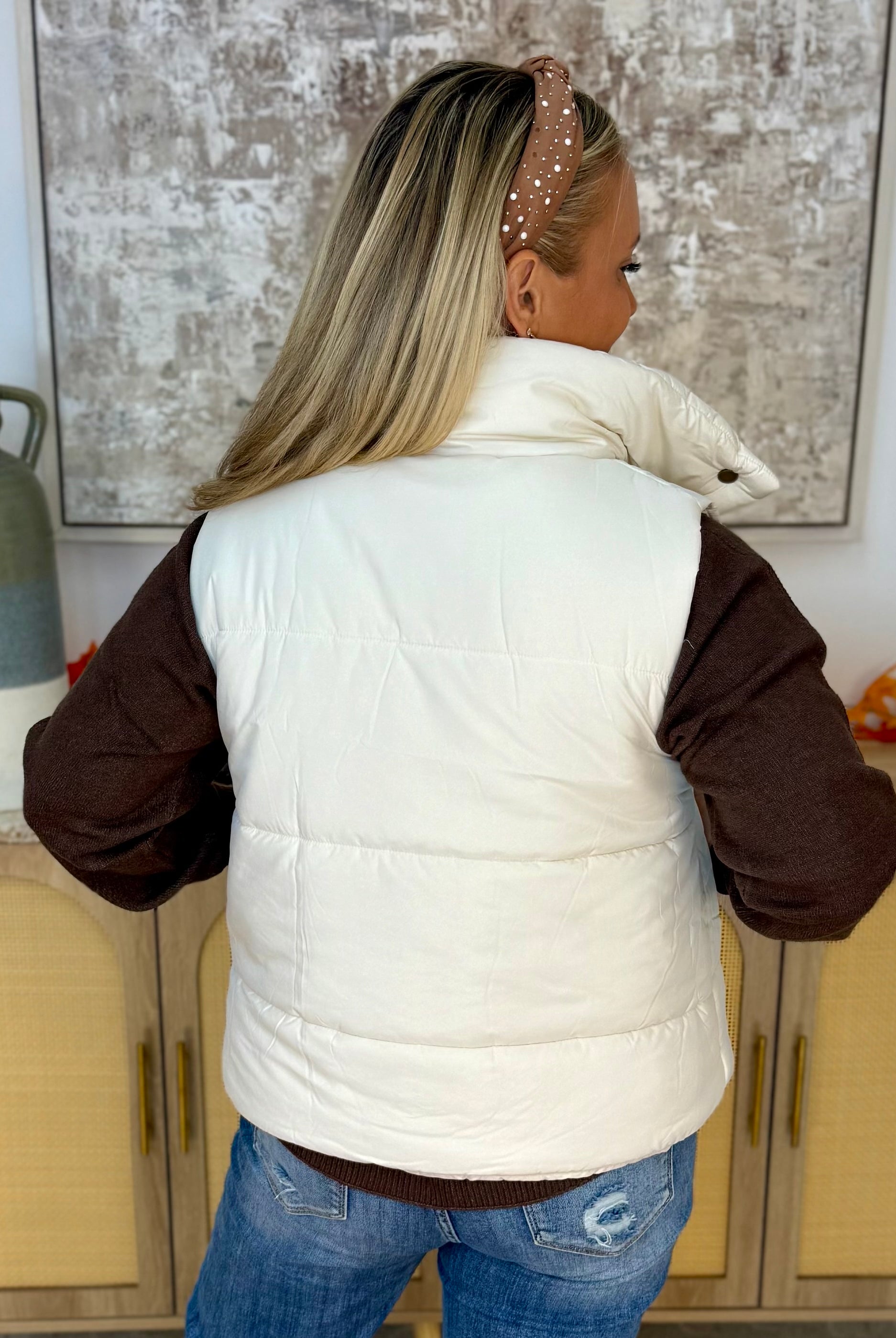 Weekend Puffer Vest - Cream-170 Jackets/Outerwear-zenana-The Lovely Closet, Women's Fashion Boutique in Alexandria, KY