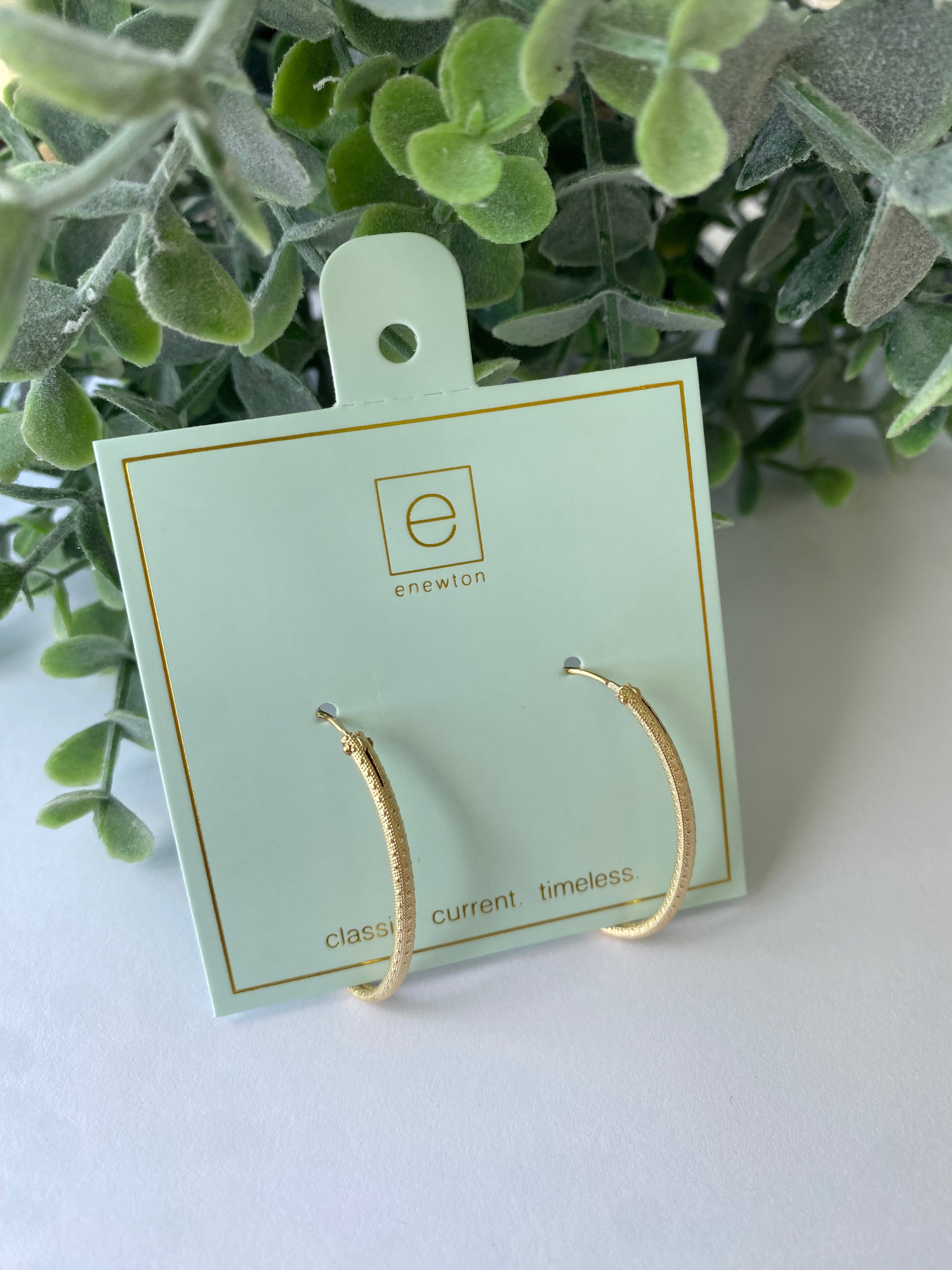 Oval Gold 1" Hoop Textured Earring-Earrings-eNewton-The Lovely Closet, Women's Fashion Boutique in Alexandria, KY