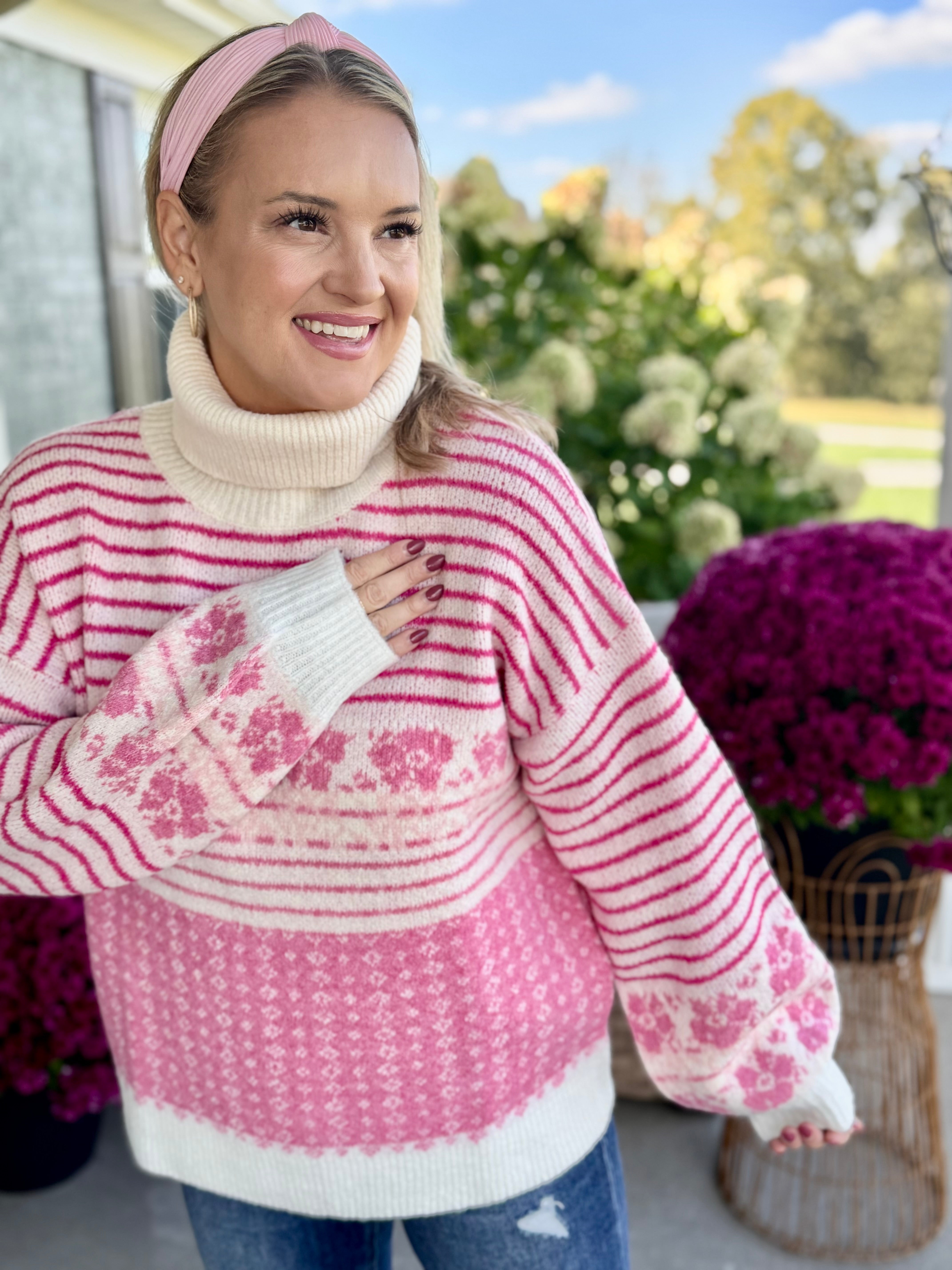 Pretty in Pink Cowl Neck Sweater-140 Sweaters-Donation Pink-The Lovely Closet, Women's Fashion Boutique in Alexandria, KY