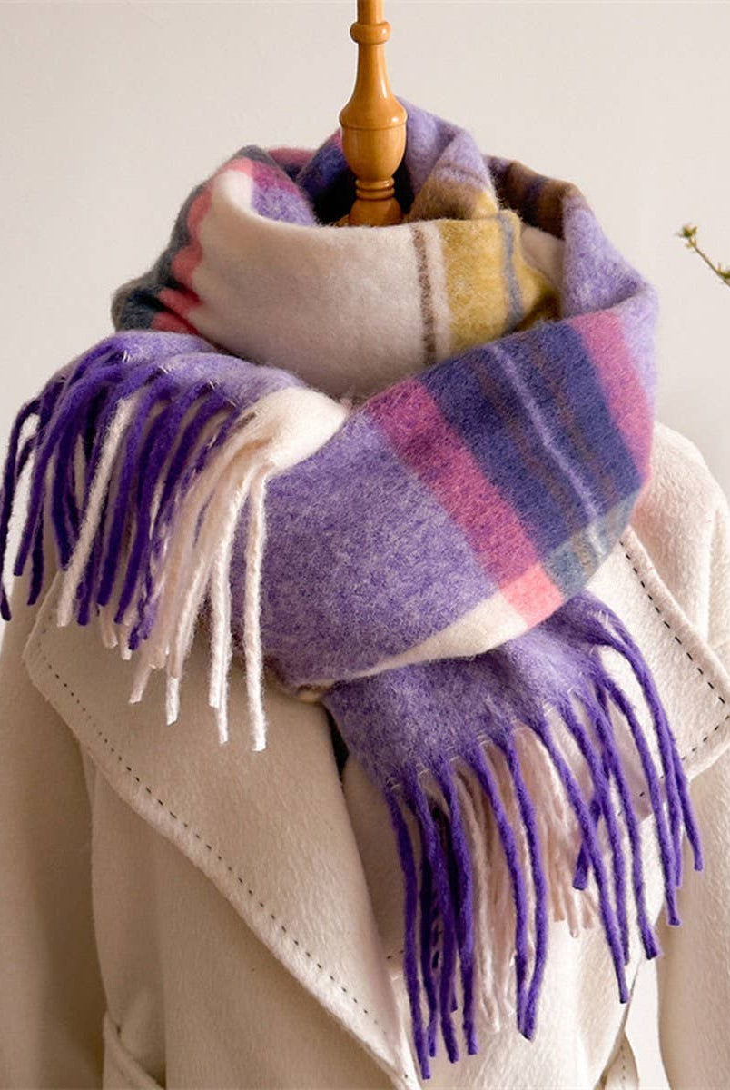 Gradient Knit Tassel Scarf - Purple-280 Accessories-ACCITY-The Lovely Closet, Women's Fashion Boutique in Alexandria, KY