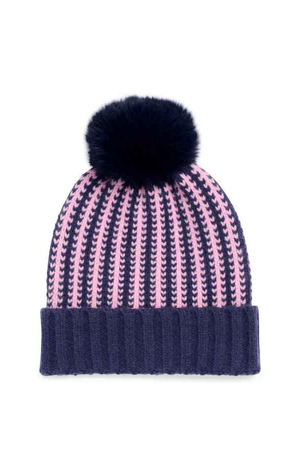 Hadley Beanie - Navy & Pink-350 Holiday-Shiraleah-The Lovely Closet, Women's Fashion Boutique in Alexandria, KY