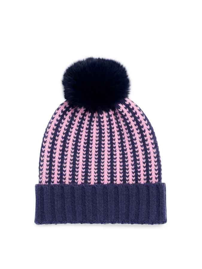 Hadley Beanie - Navy & Pink-350 Holiday-Shiraleah-The Lovely Closet, Women's Fashion Boutique in Alexandria, KY