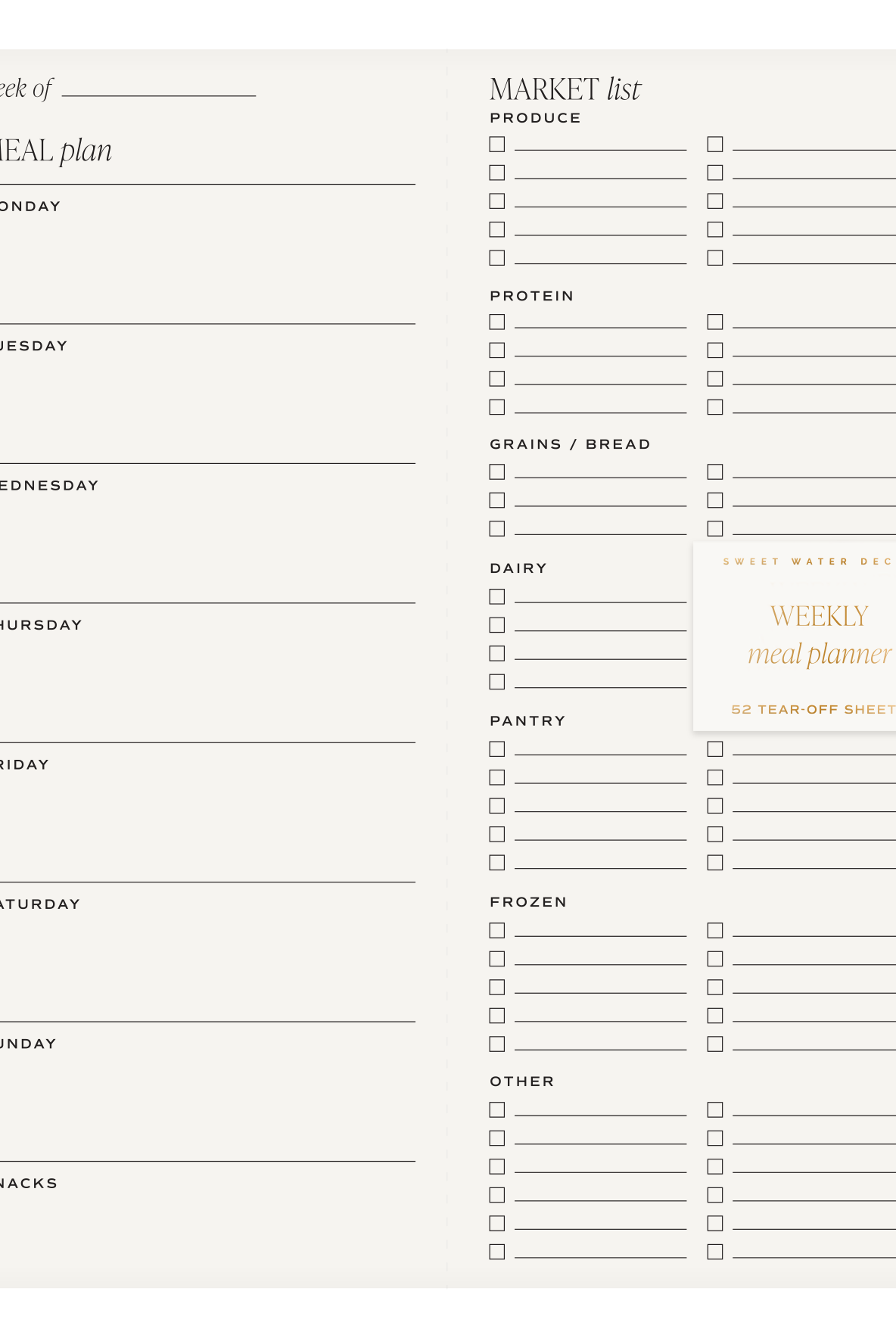 Weekly Meal Plan Notepad-310 Gift-Sweet Water Decor-The Lovely Closet, Women's Fashion Boutique in Alexandria, KY