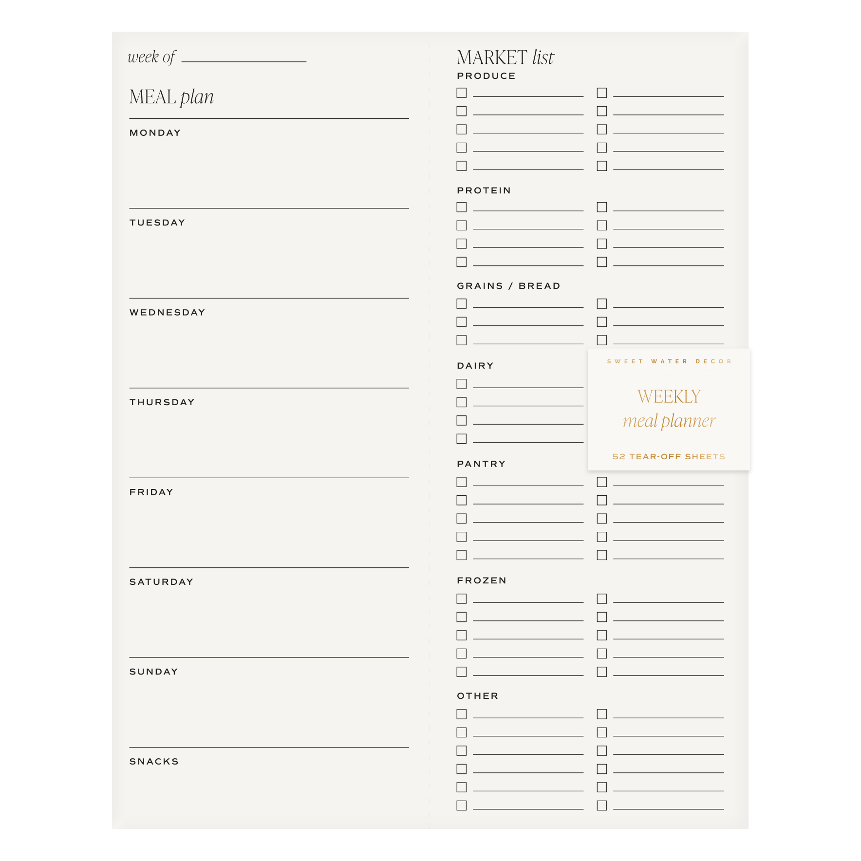 Weekly Meal Plan Notepad-310 Gift-Sweet Water Decor-The Lovely Closet, Women's Fashion Boutique in Alexandria, KY