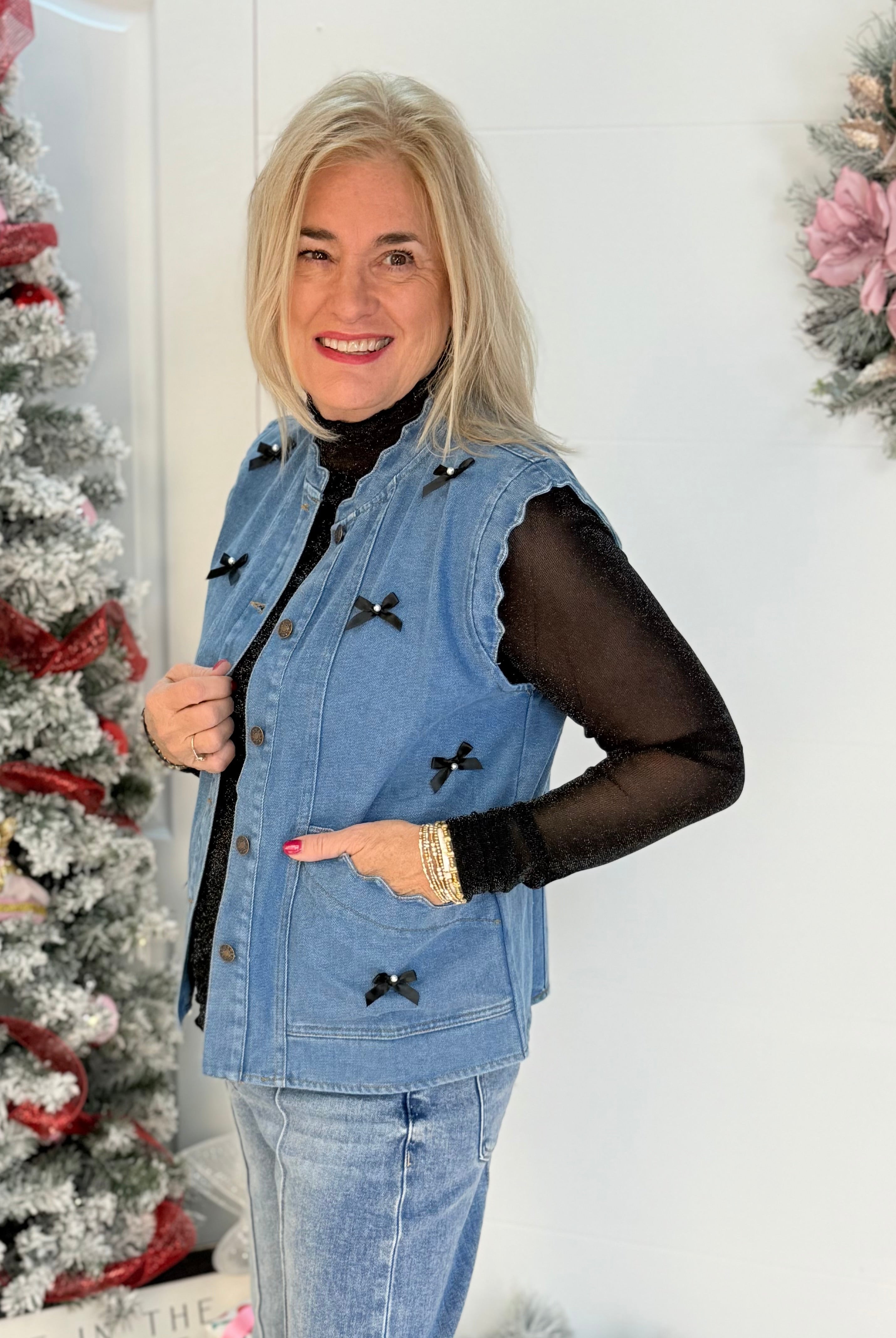 Jess Lea - Keigan Mesh Top - Black Glitter-110 Long Sleeve Top-Jess Lea-The Lovely Closet, Women's Fashion Boutique in Alexandria, KY