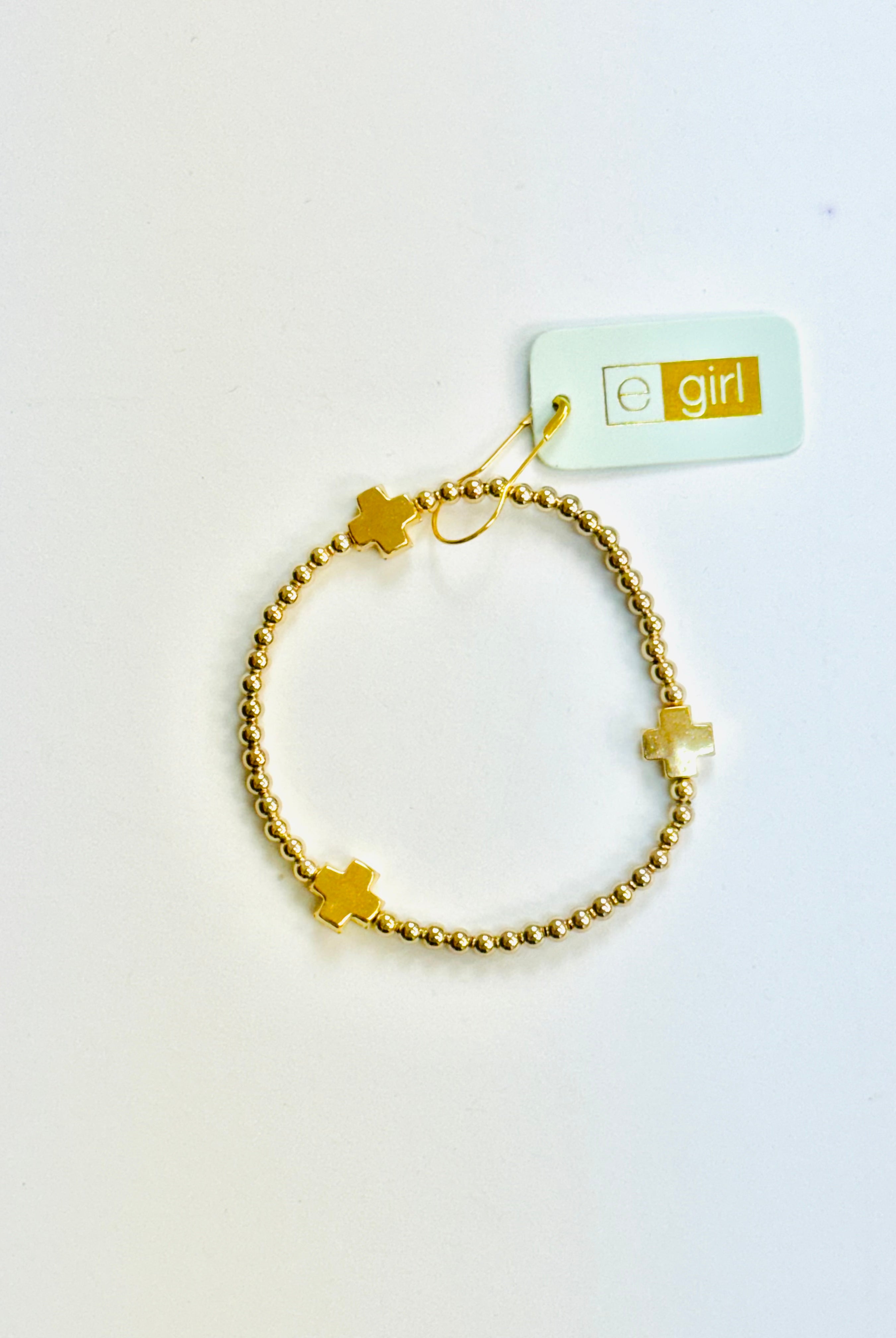 Egirl Signature Cross Gold 3mm Bracelet-260 eNewton-eNewton-The Lovely Closet, Women's Fashion Boutique in Alexandria, KY