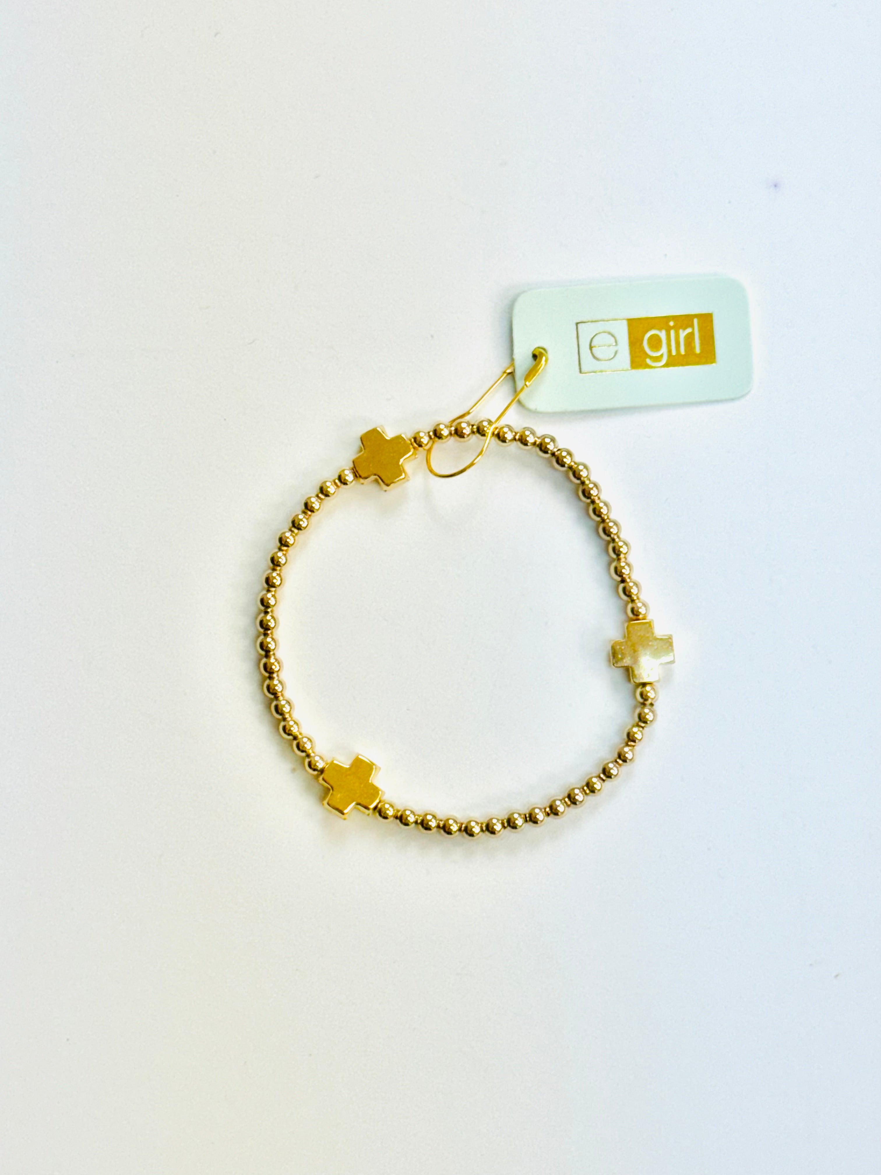Egirl Signature Cross Gold 3mm Bracelet-260 eNewton-eNewton-The Lovely Closet, Women's Fashion Boutique in Alexandria, KY