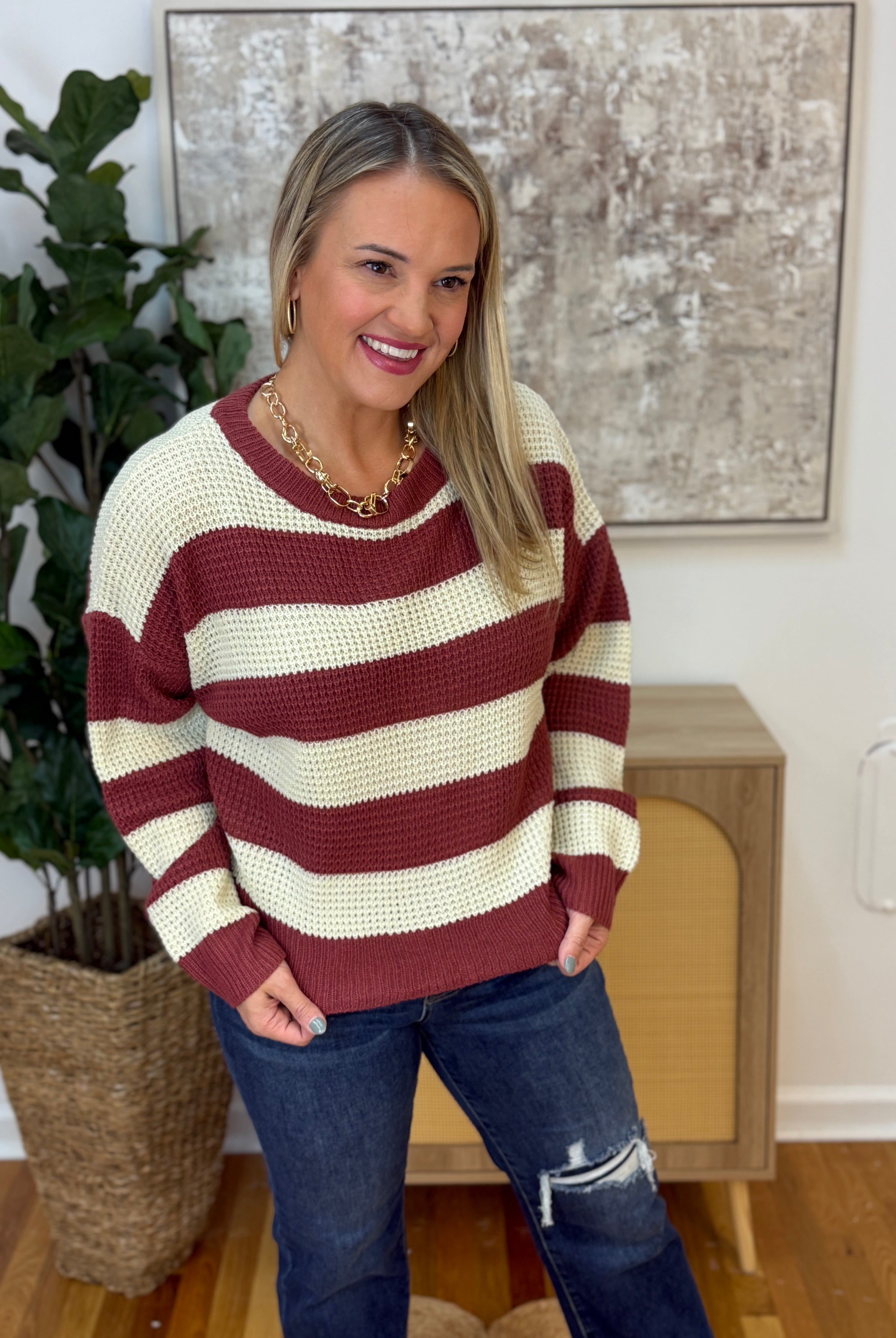 Autumn Breeze Sweater - Cinnamon-140 Sweaters-La Miel-The Lovely Closet, Women's Fashion Boutique in Alexandria, KY