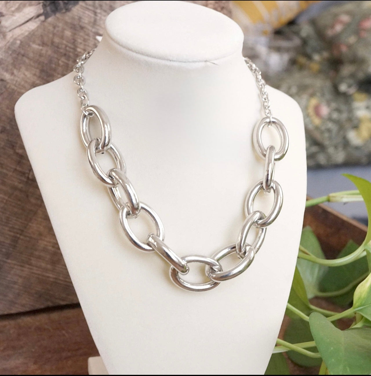 Smooth Chunky Chain Necklace Silver-250 Jewelry-PennyLine inc-The Lovely Closet, Women's Fashion Boutique in Alexandria, KY