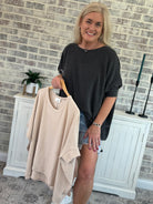 Sunny Days Ahead Ribbed Top-Short Sleeves-The Lovely Closet-The Lovely Closet, Women's Fashion Boutique in Alexandria, KY