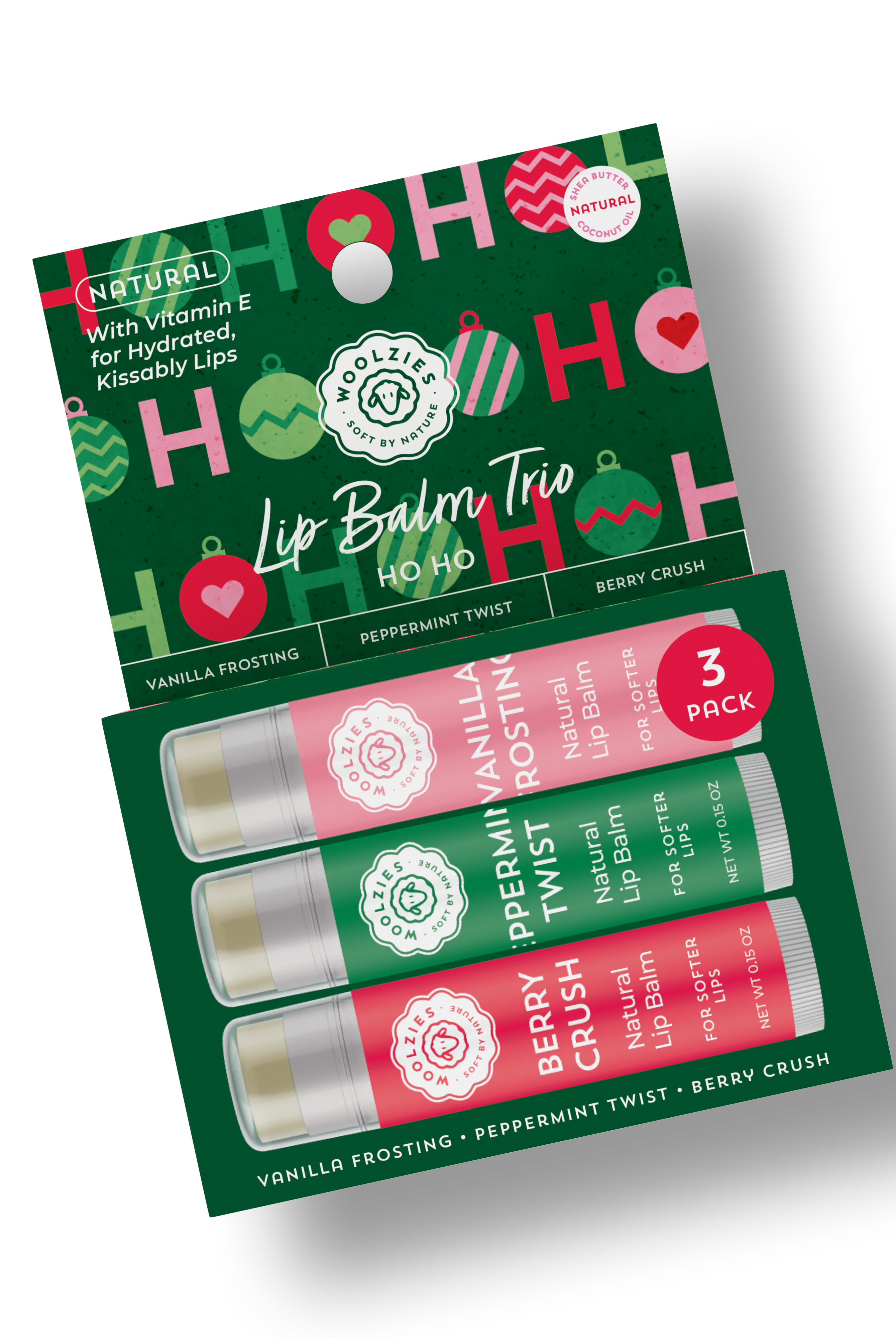 Natural Shea Butter Lip Balm Trio – HO HO Holiday-350 Holiday-Woolzies-The Lovely Closet, Women's Fashion Boutique in Alexandria, KY