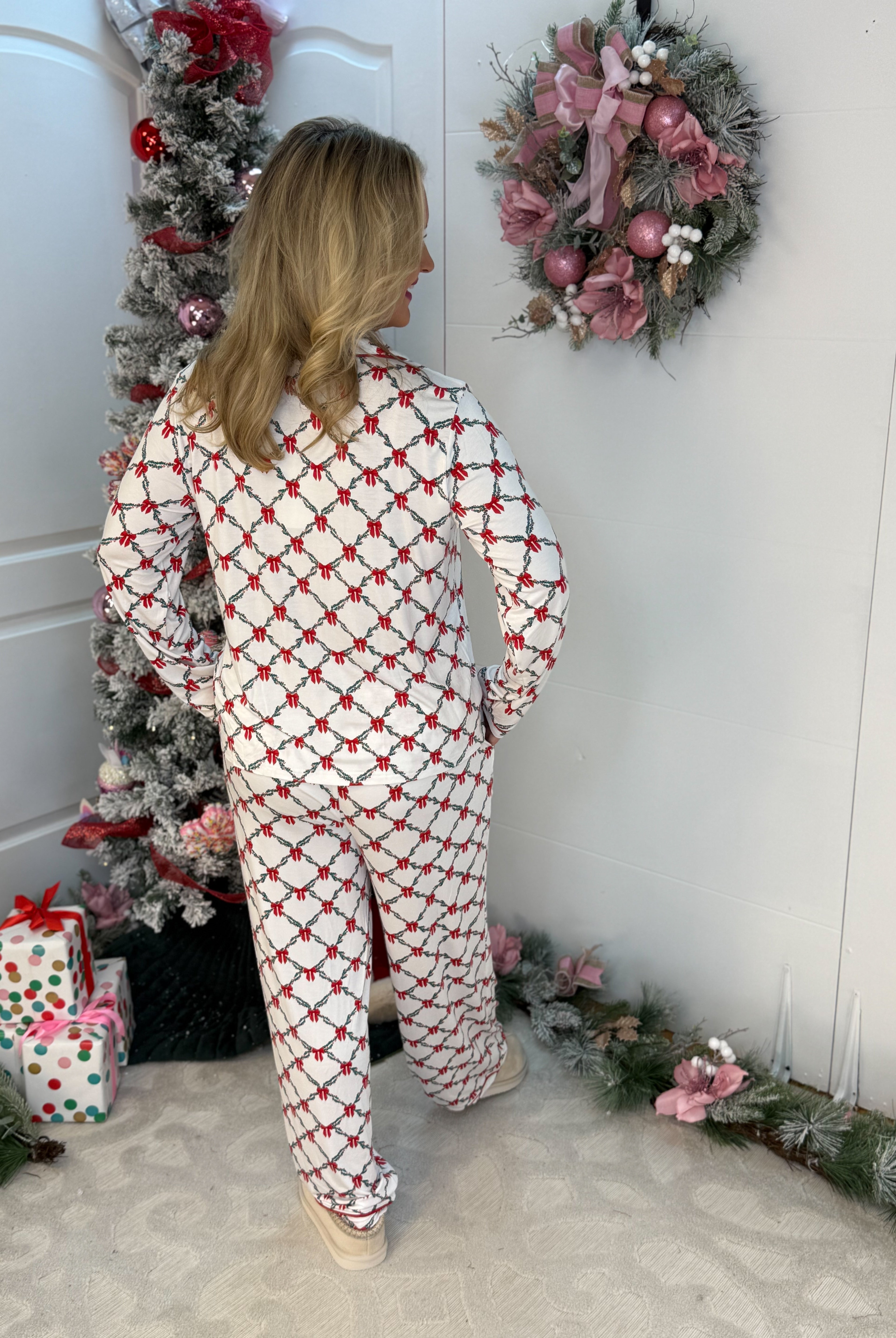 Mary Square Lattice Garland Charlotte Pant Set-350 Holiday-Mary Square-The Lovely Closet, Women's Fashion Boutique in Alexandria, KY