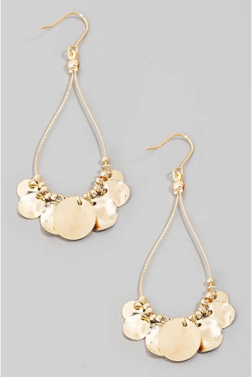 Teardrop Gold Disc Earrings-250 Jewelry-Fame-The Lovely Closet, Women's Fashion Boutique in Alexandria, KY