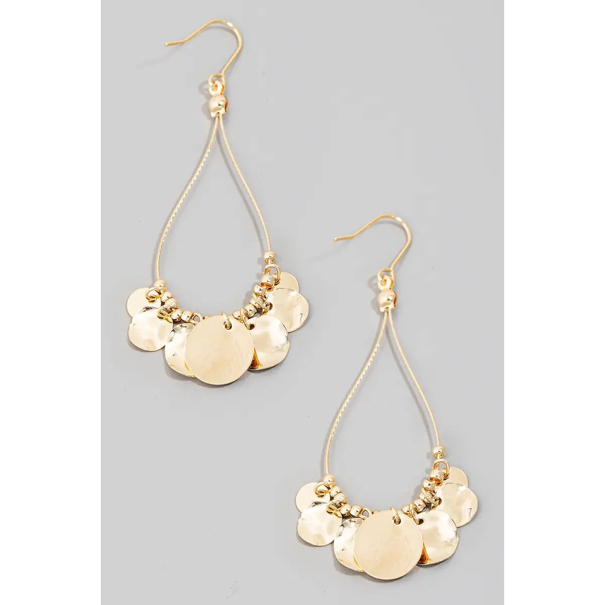 Teardrop Gold Disc Earrings-250 Jewelry-Fame-The Lovely Closet, Women's Fashion Boutique in Alexandria, KY