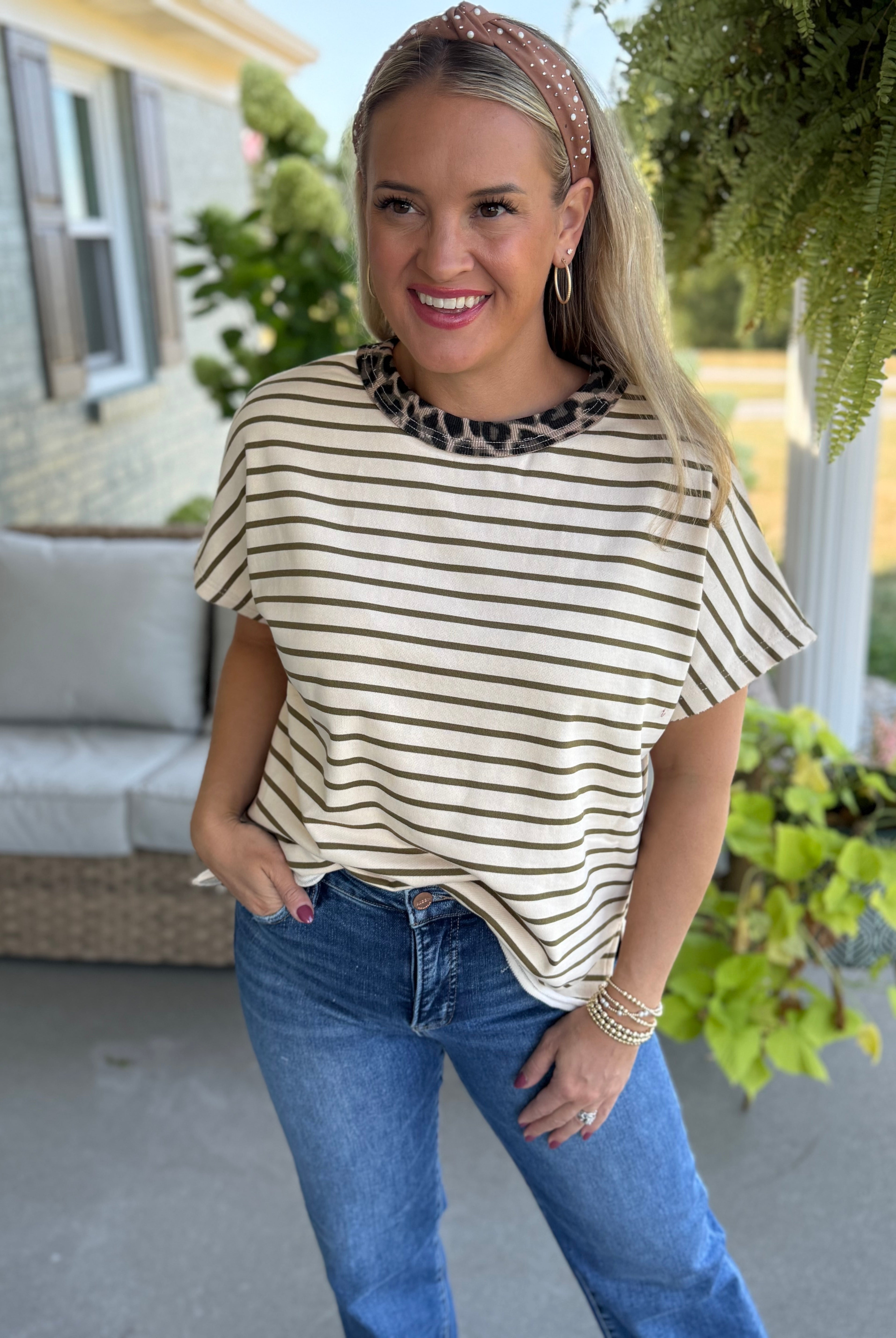Falling for Leopard Elevated Short Sleeve Top-100 Short Sleeve Tops-Anniewear-The Lovely Closet, Women's Fashion Boutique in Alexandria, KY