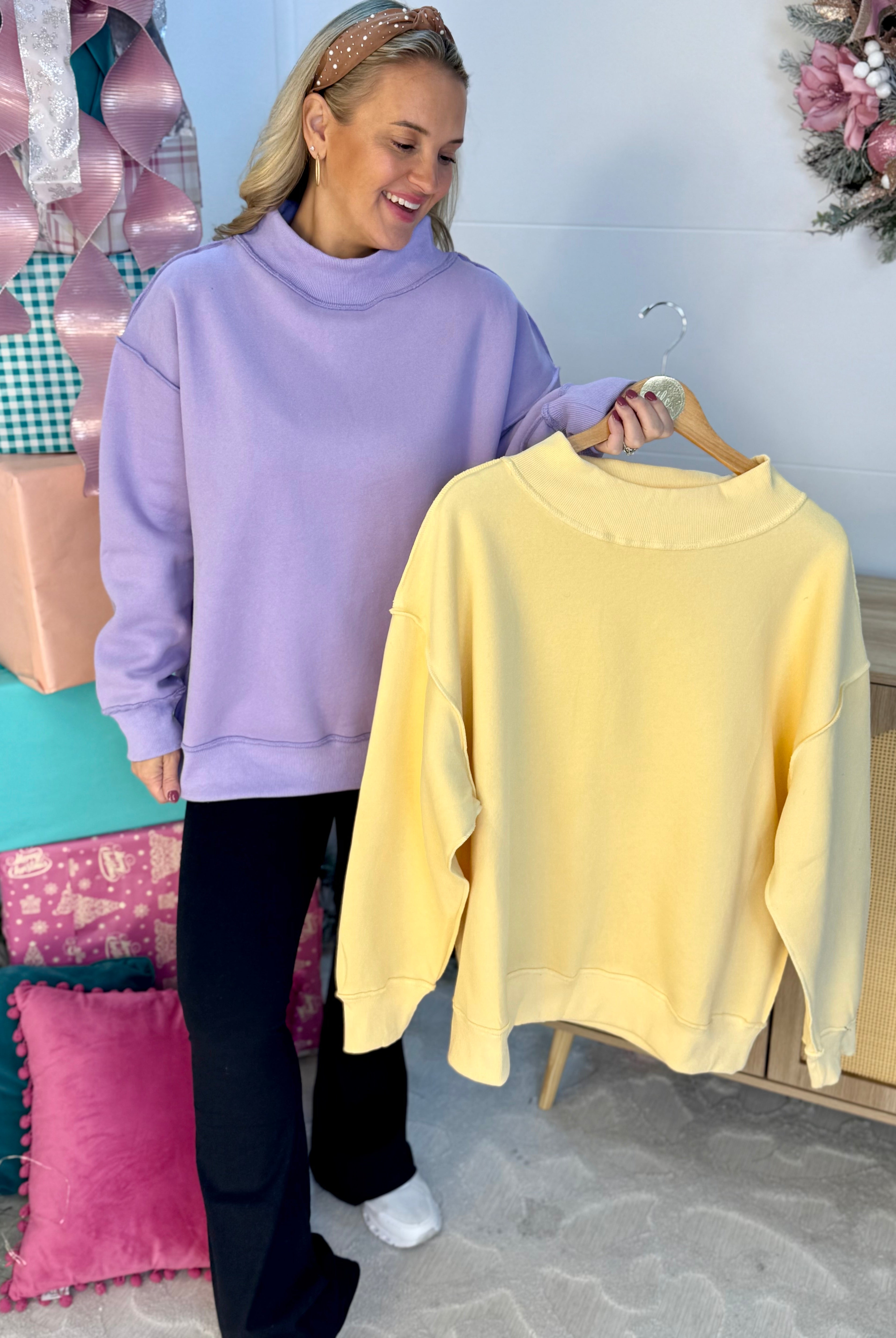 Cozy Era Pullover - Lavender-150 Sweatshirts-The Lovely Closet-The Lovely Closet, Women's Fashion Boutique in Alexandria, KY