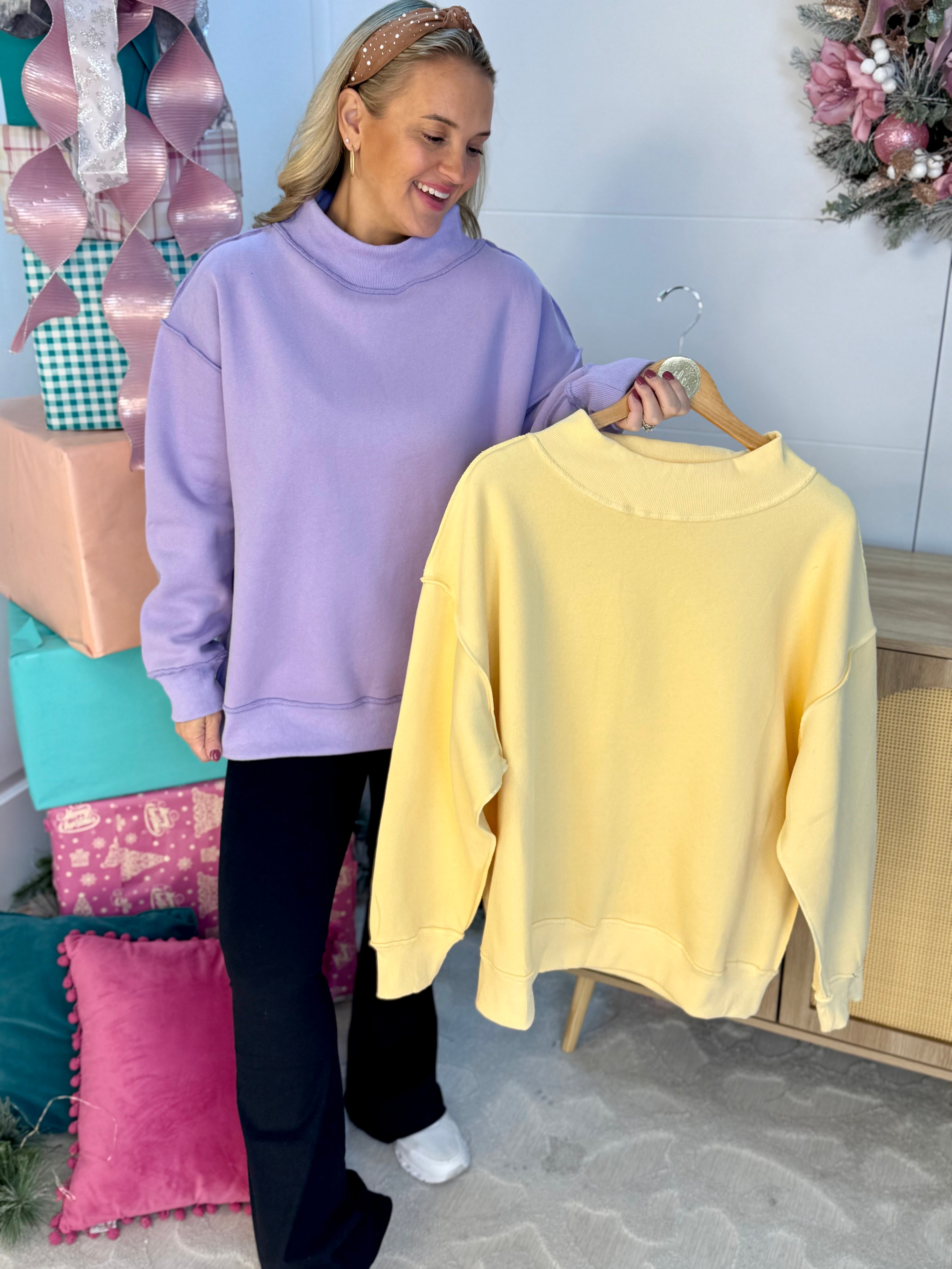 Cozy Era Pullover - Lavender-150 Sweatshirts-The Lovely Closet-The Lovely Closet, Women's Fashion Boutique in Alexandria, KY