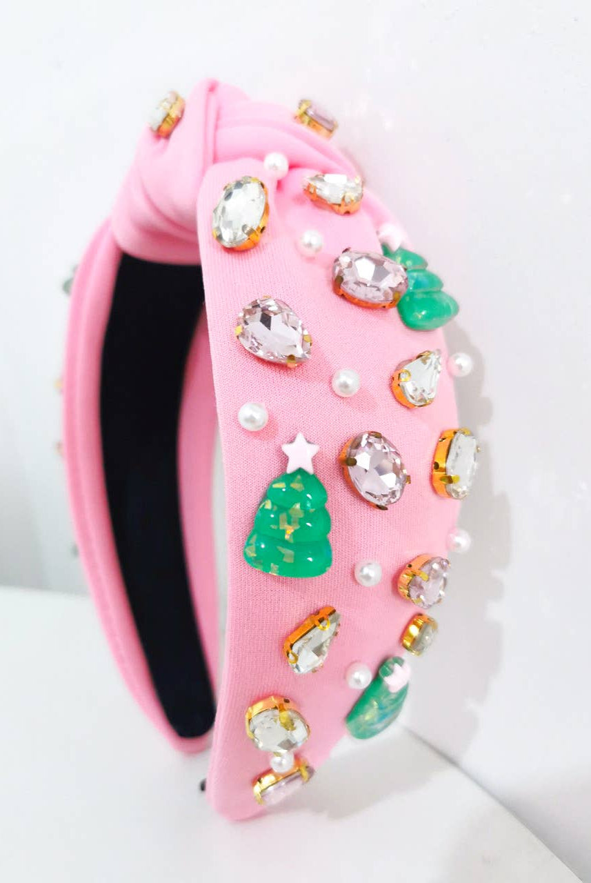 Festive Headbands Pink Christmas-280 Accessories-Brittyland-The Lovely Closet, Women's Fashion Boutique in Alexandria, KY