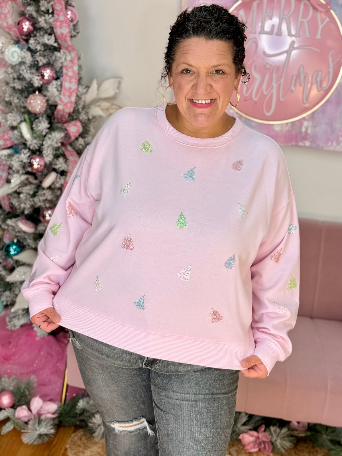 Brooke Enchanted Forest Sweatshirt-110 Long Sleeve Top-Mary square-The Lovely Closet, Women's Fashion Boutique in Alexandria, KY