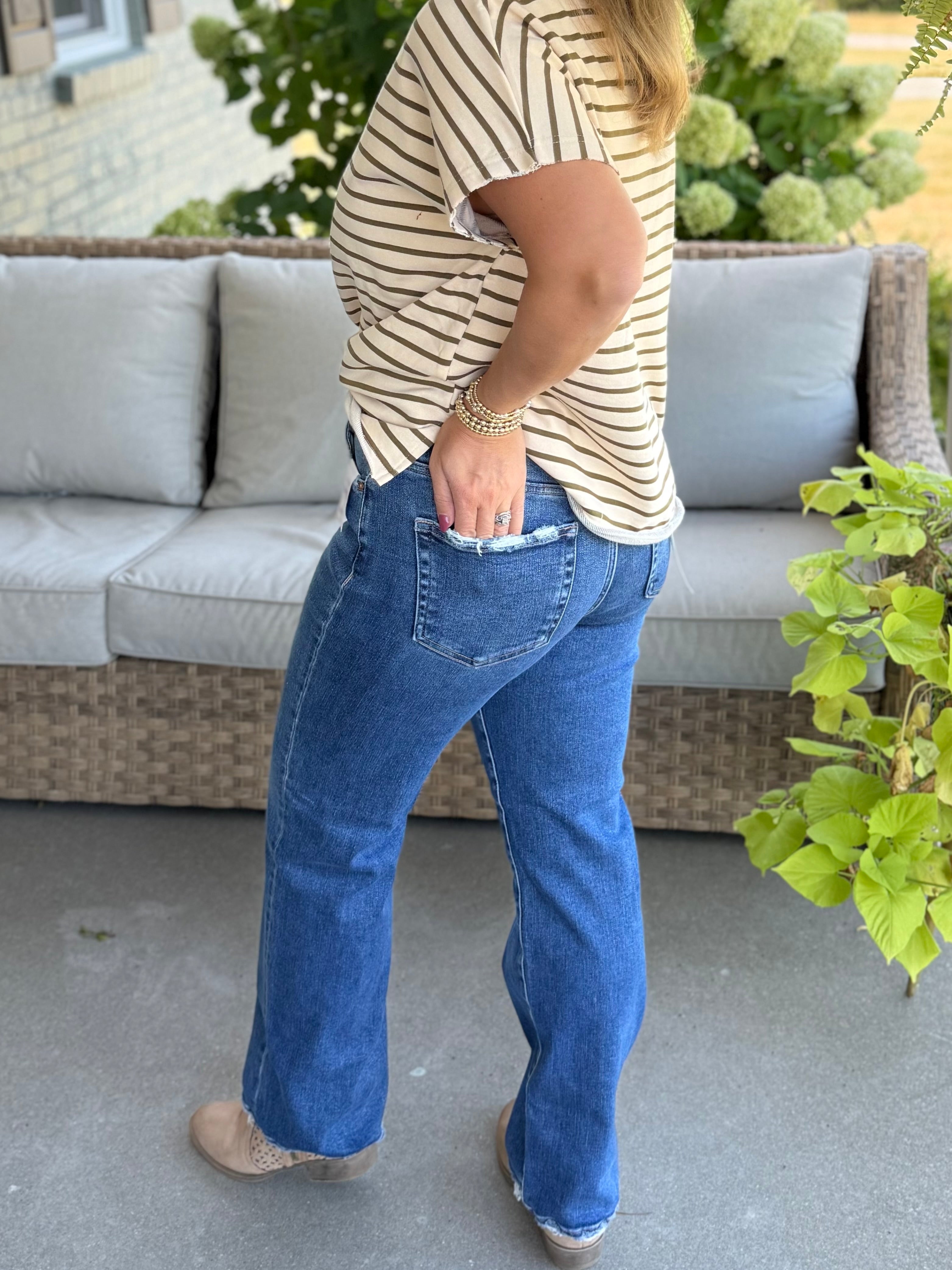 Risen Tummy Control High Rise Ankle Straight Jeans-210 Jeans-Risen-The Lovely Closet, Women's Fashion Boutique in Alexandria, KY