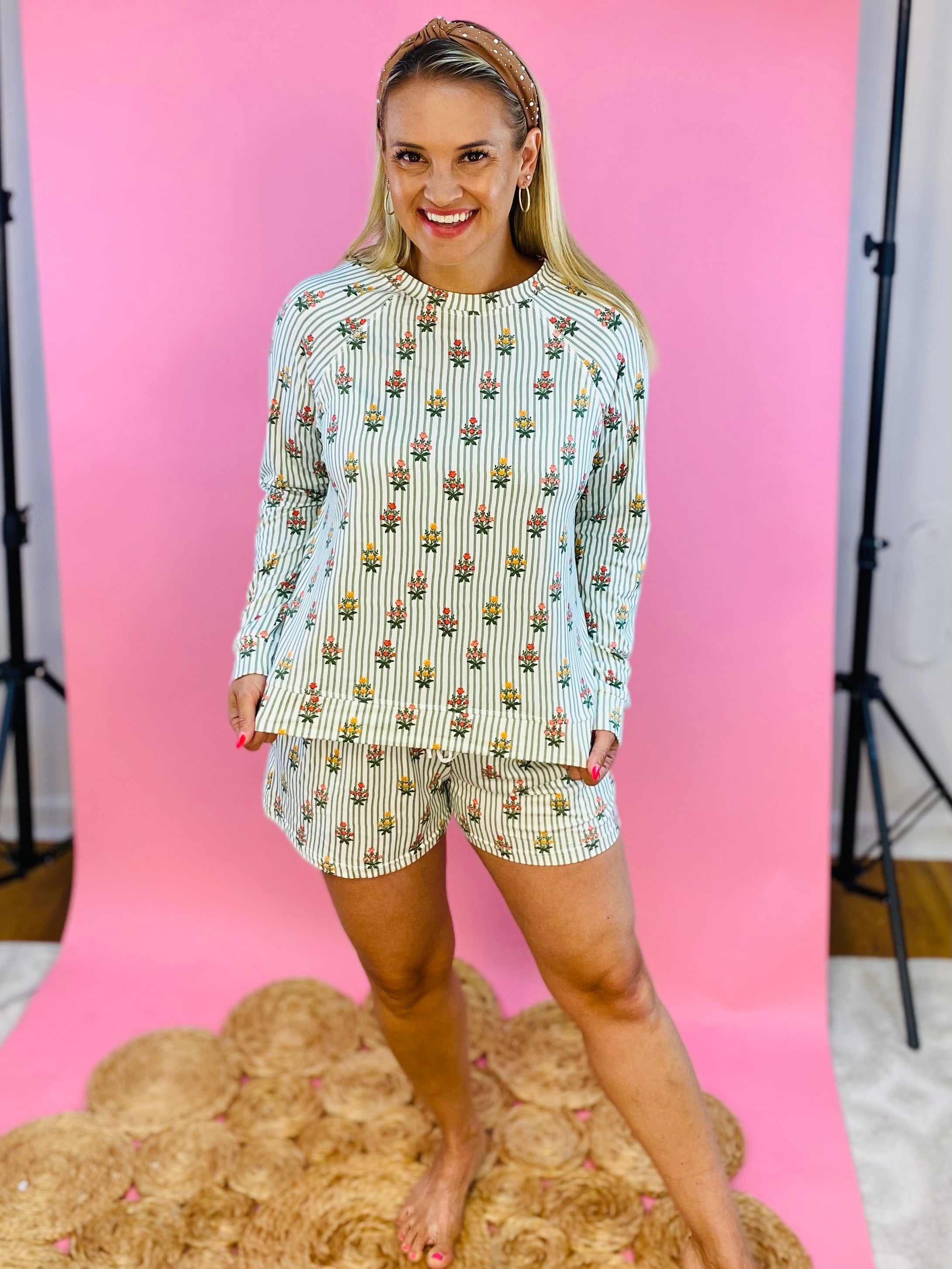 Mary Square Luxury Pajamas - Cottage Stripes-310 Gift-Mary Square-The Lovely Closet, Women's Fashion Boutique in Alexandria, KY